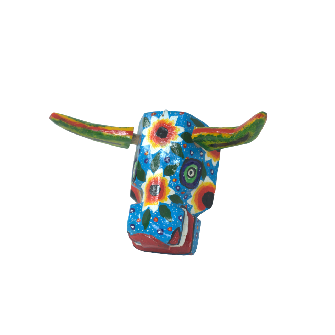 Guatemalan Wooden Mask, Wooden Guatemalan Mask, Wooden Guatemalan Folk Art, Wooden Mask, Traditional Wooden Mask, Traditional Folk Art, Flower Decor, Bull Head Flower Mask, Wooden Bull Head