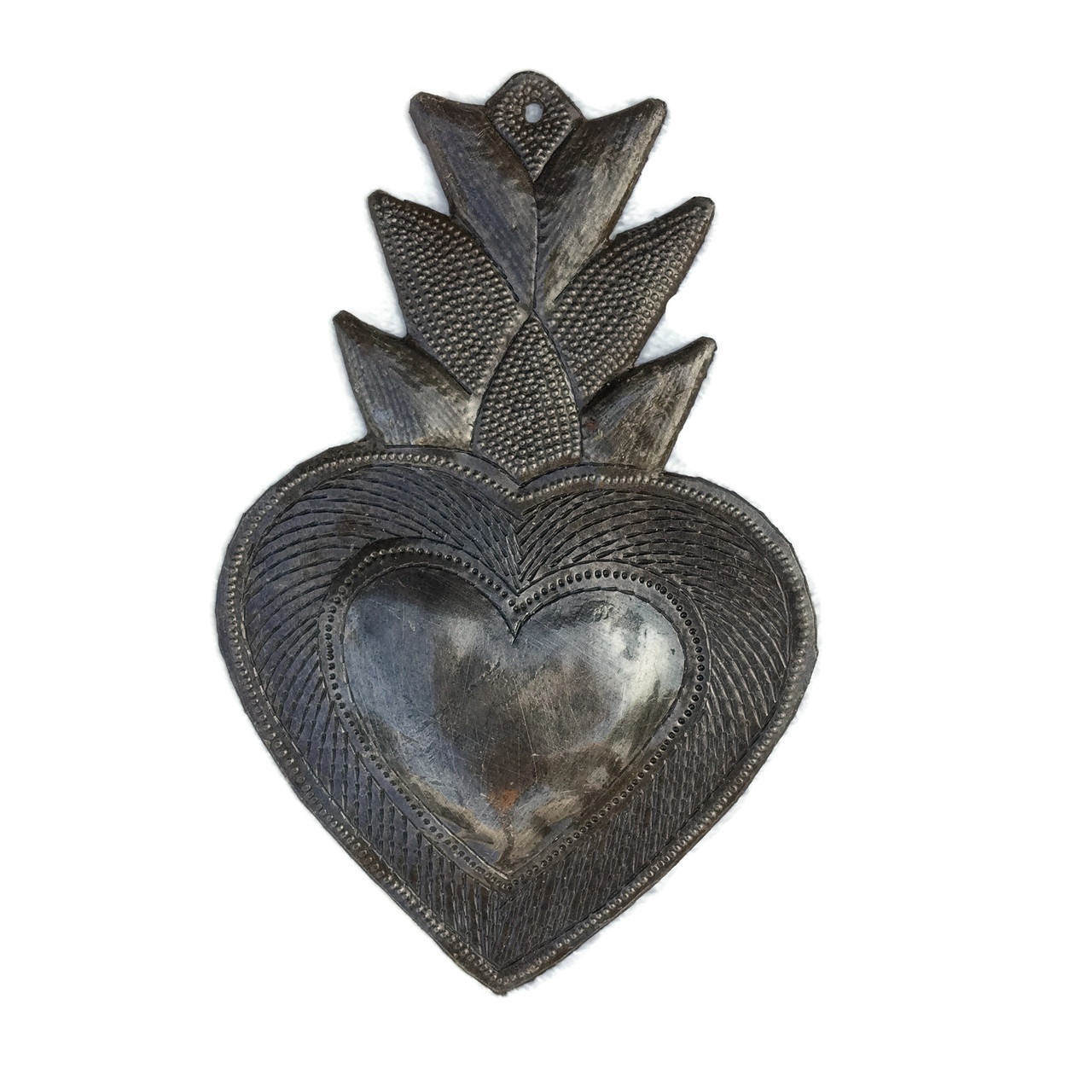 Small Heart Charms, Haitian Milagro Heart, Love and Friendship, Handmade Decorative Square Heart 5" x 4.75"