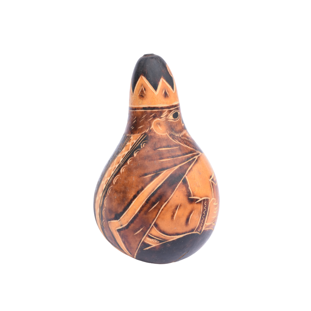 Handcarved Peruvian Gourd, Man with Incense Offering Gourd, Religious Home Decor