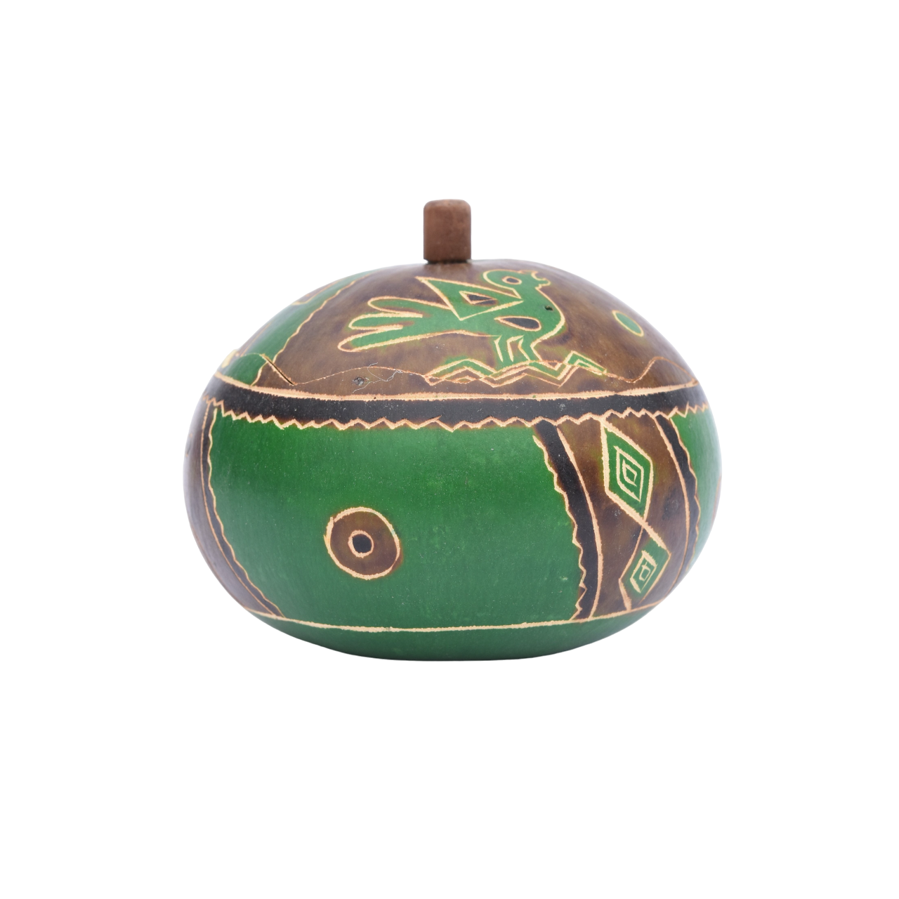 Handcarved Peruvian Gourd, Vintage Peruvian Gourd, Vintage Decor, Vintage Peruvian Gourd, Vintage Decor, Trinket Box & Lid