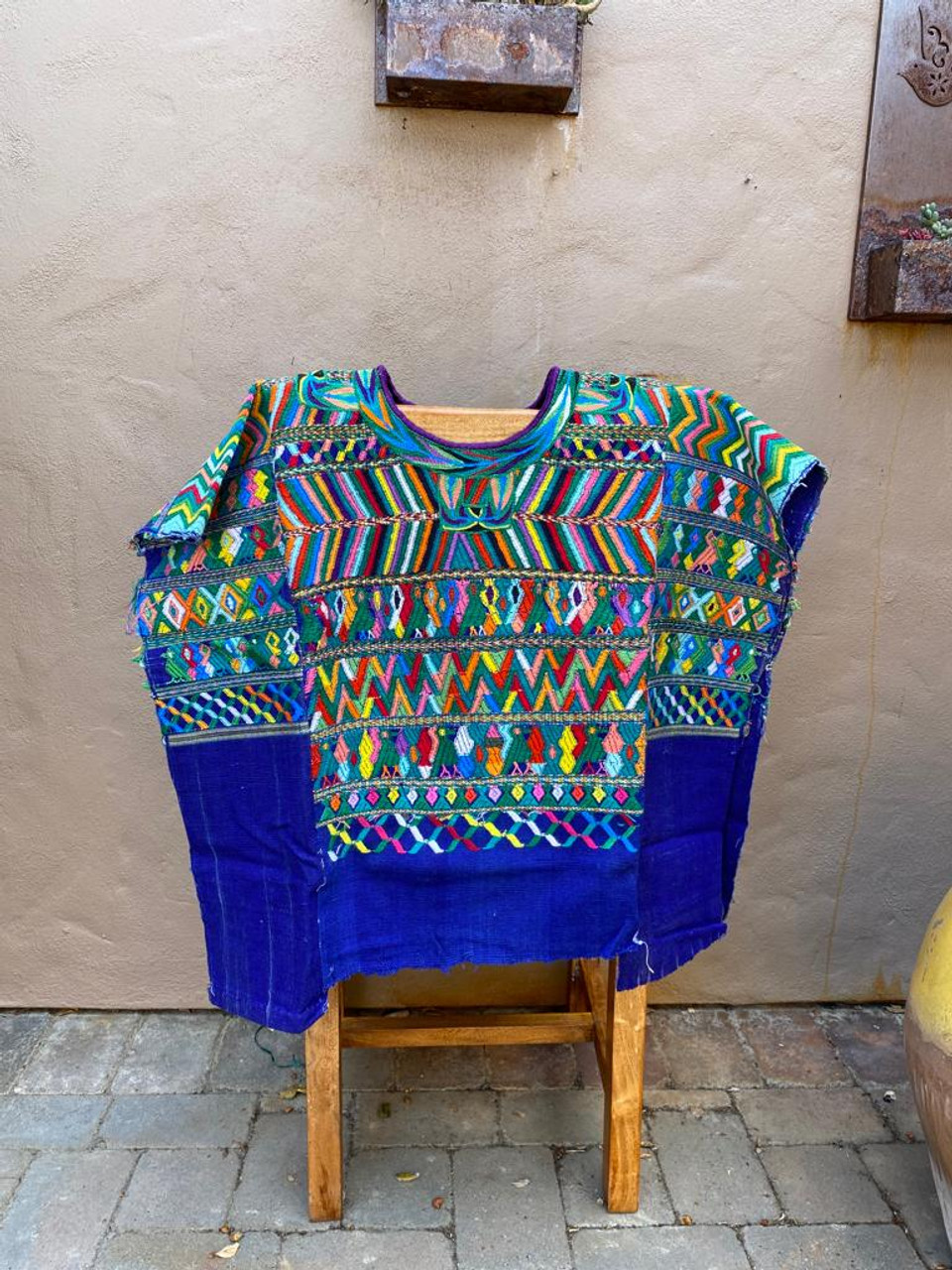 Vintage Huipil, Blue Base Huipil, Cotzal Textiles, Vintage Cotzal Textiles, Vintage Guatemalan Blouse, Vintage Guatemalan Huipil, Colorful Huipil