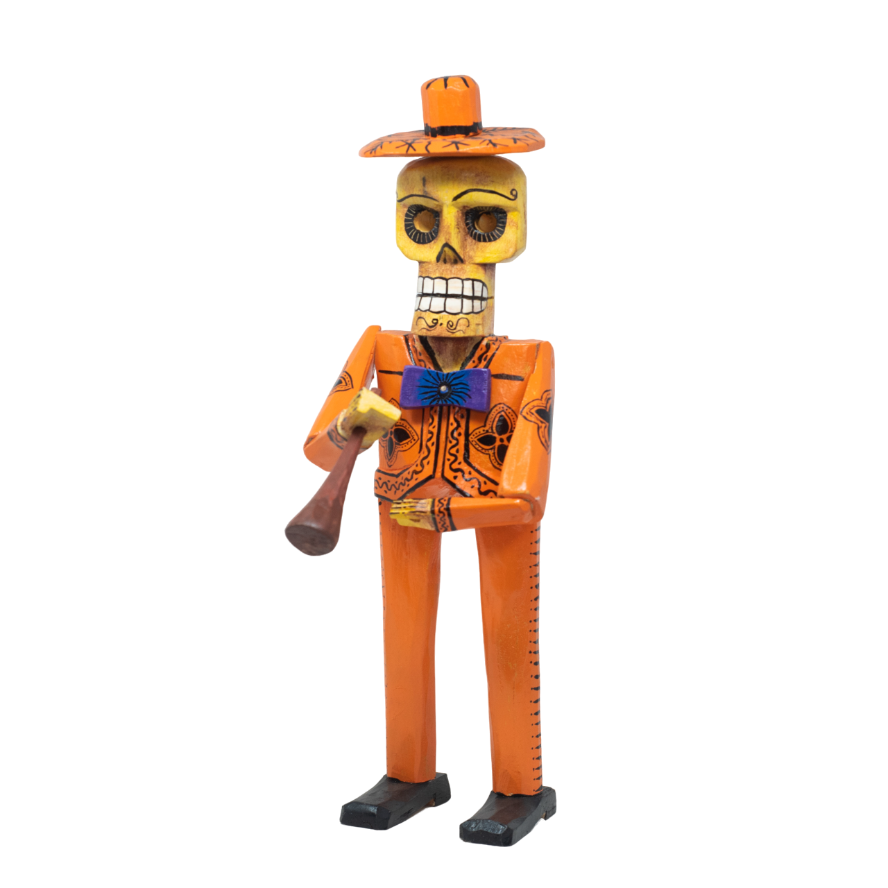 Day of the Dead, Dia de los Muertos Musician, Day of the Dead Musician, Day of the Dead Mariachi, Dia de los Muertos Mariachi, Colorful Day of the Dead Folk Art, Wooden Skeleton, Wooden Musician Skeleton, Skeleton Musician, Halloween, Mexican Folk Art, Mexican Day of the Dead