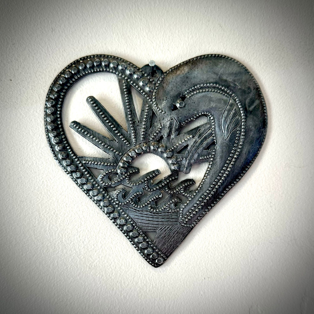 4.5" x 4" Heart with Dolphin Ornament - Artisan-Made in Haiti