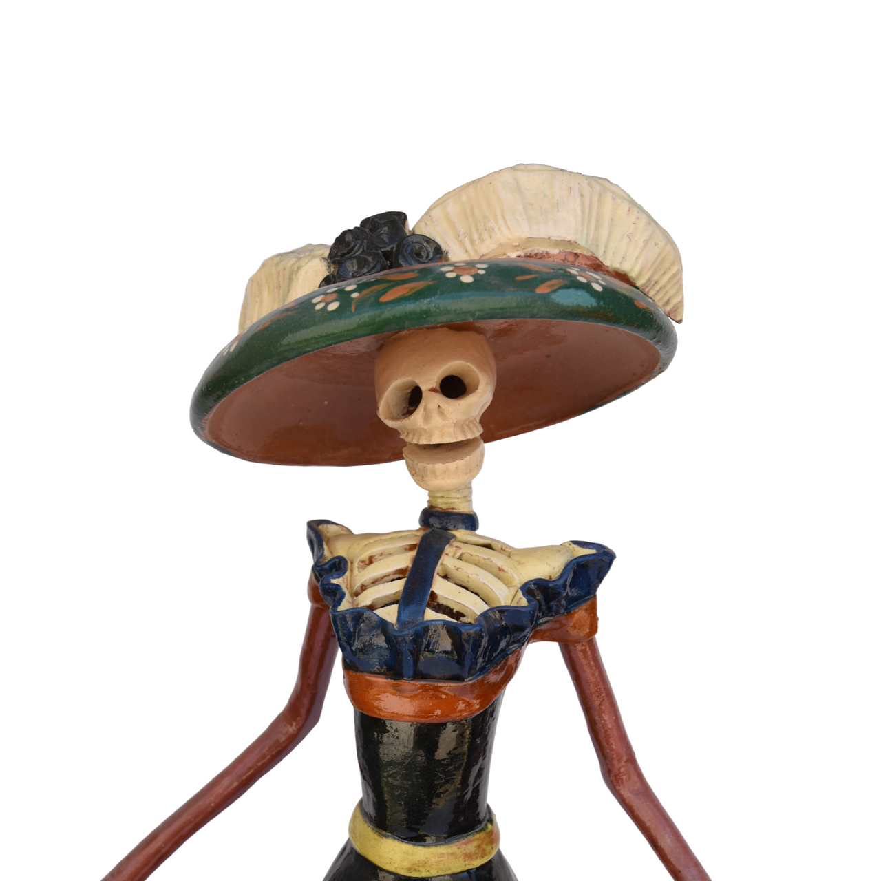 Day of the Dead Catrina, Clay Day of the  Dead Catrina, Clay Day of the Dead Folk Art, Vintage Day of the Dead Folk Art, Vintage Home Decor, Vintage Dia de los Muertos Decor, Vintage Dia de los Muertos Catrina, Day of the Dead Catrina, Fancy Catrina, Vintage Day of the Dead Folk Art, Catrina Skeleton, Halloween Decor, Vintage Halloween Decor, Capula Michoacan Dia de los Muertos, Capula De la Cruz, Catrina in Black Dress
