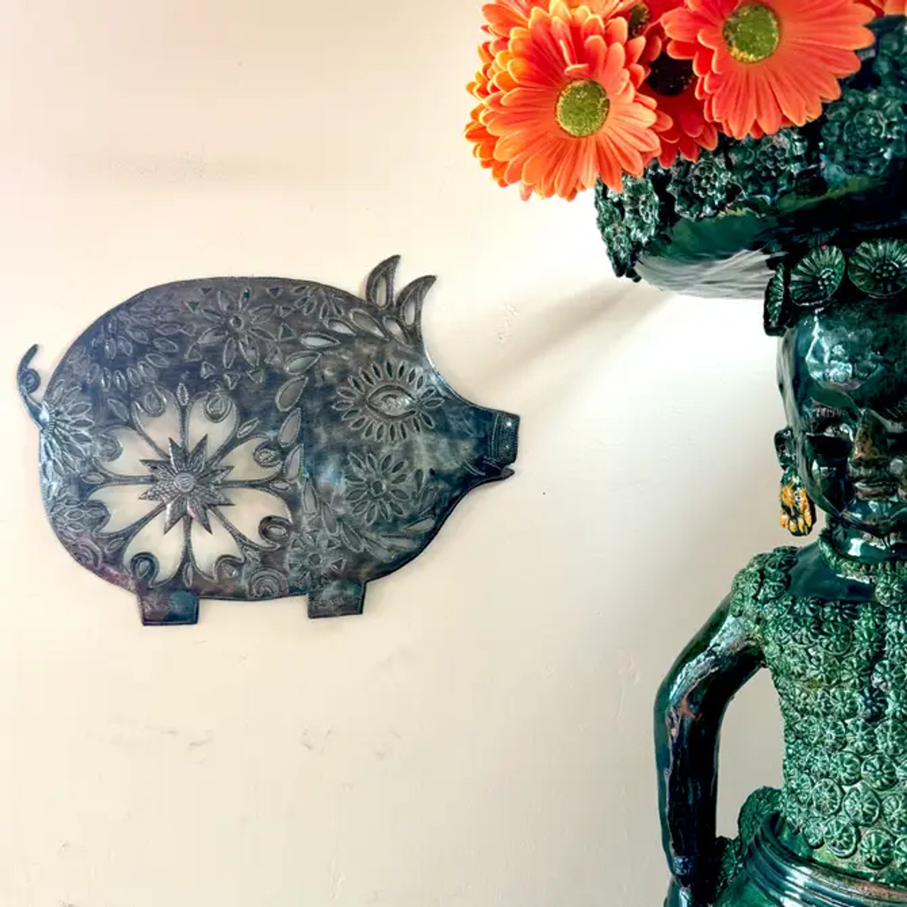 Rustic Pig Farm Animal Wall Decor - Country Kitchen Metal Art, 16" x 12" Rustic Pig Farm Animal Wall Decor - Country Kitchen Metal Art, 16" x 12"