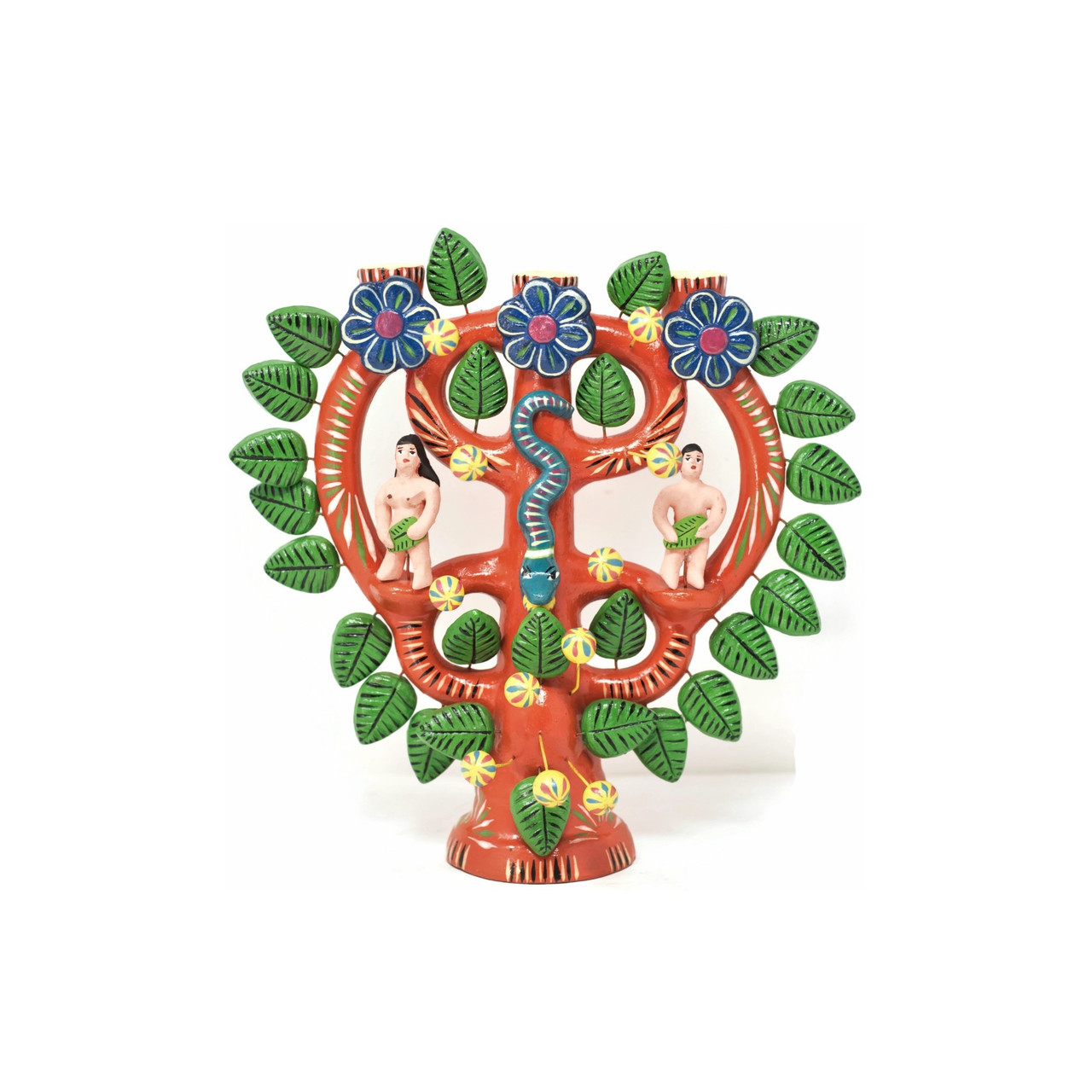 【セルメル】メキシコドールアンティークベーパーマシェ張子70年代イデーアクタス Handmade Mexican Folk Art, Ortega Family Adam & Eve Candelabra