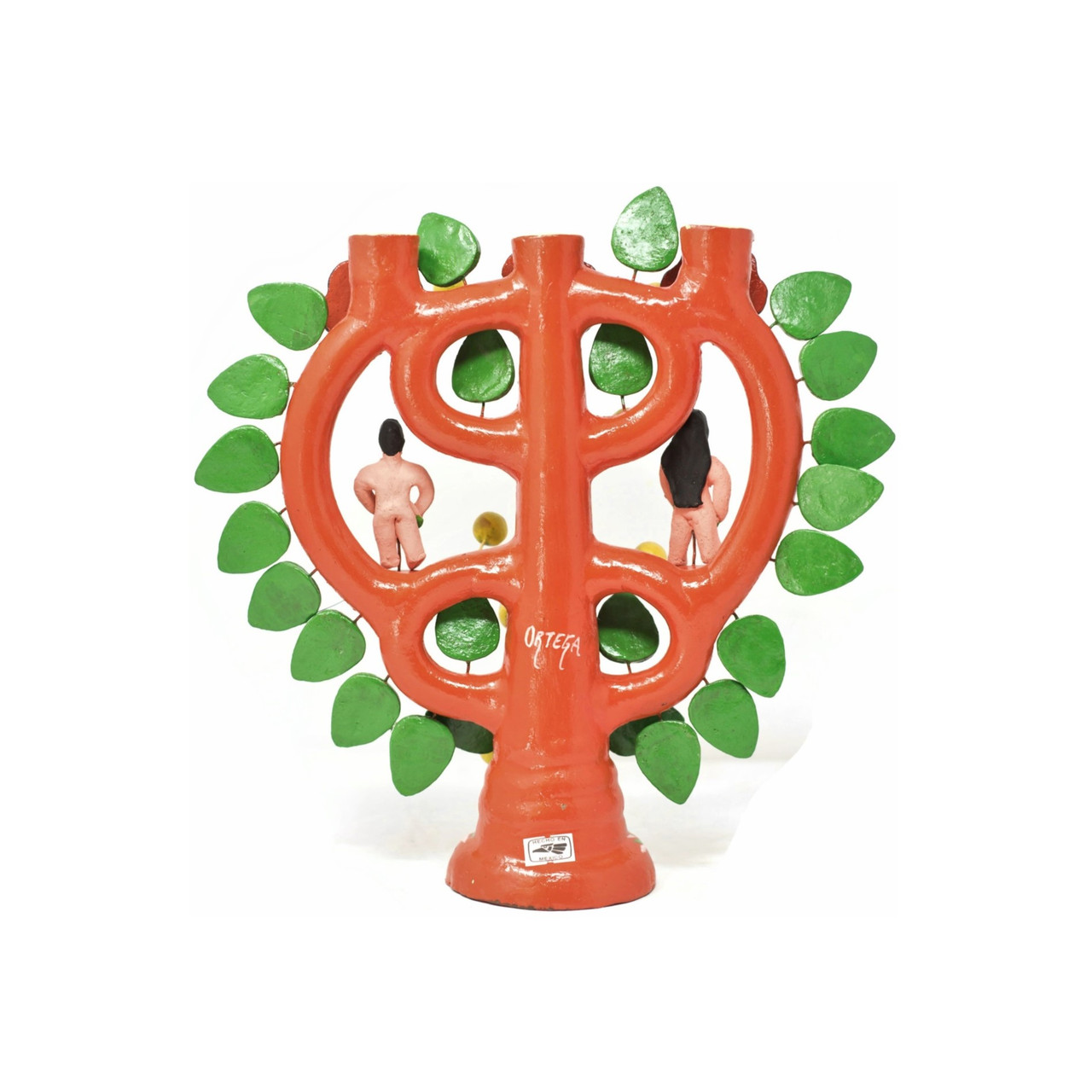 Handmade Mexican Folk Art, Ortega Family Adam & Eve Candelabra
