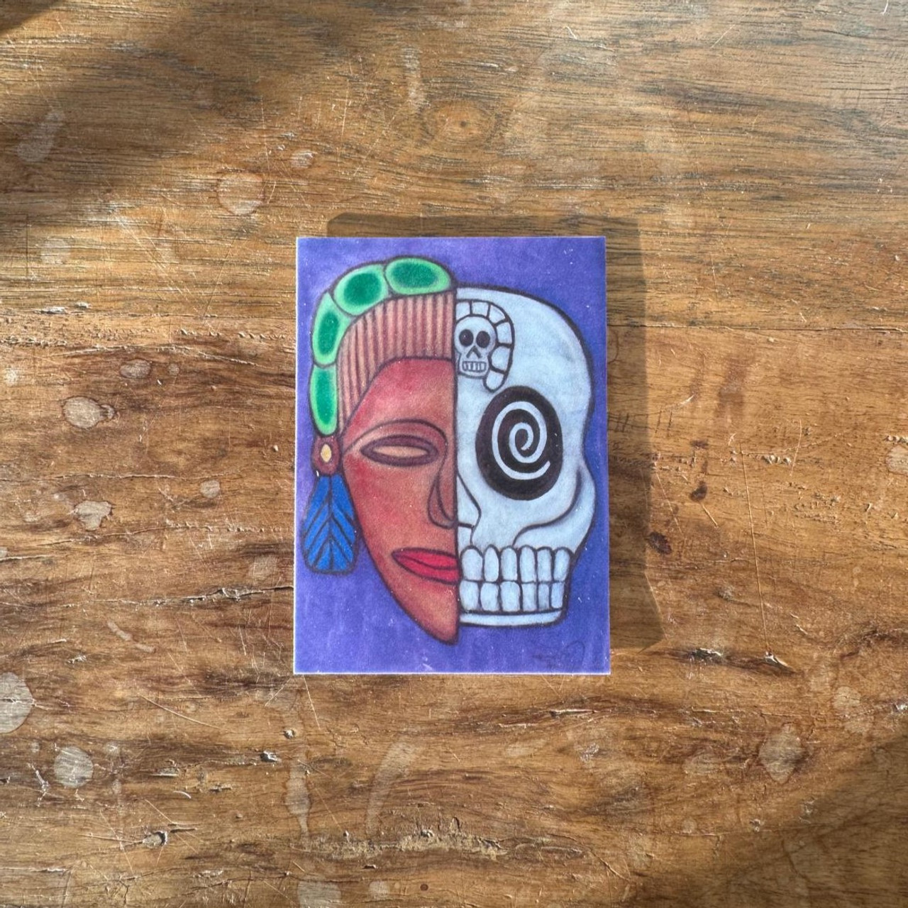 Mexican Folk Art, Chicana Folk Art, Mexican Indigenous Folk Art, Emilia Garcia, Chicana Emilia Garcia, Los Angeles Artist, Painting, Print of Emilia Garcia, Magnets, Woman Skeleton, Day of the Dead Art, Skeleton Magnet, Half Woman Half Skeleton