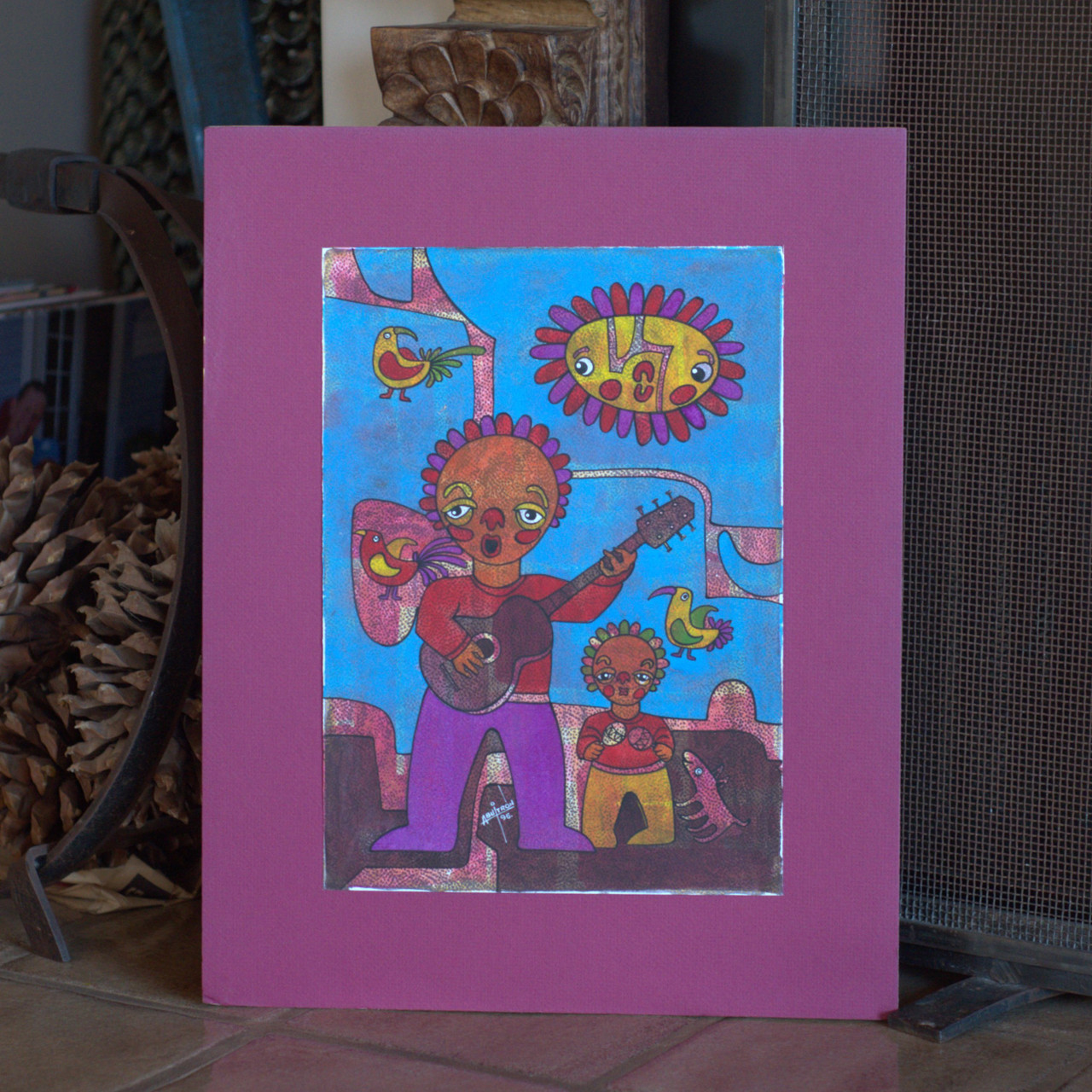 Armando Buitron Rojas, ABuitron, Vintage Ecuadorian Painting, Whimsical Painting, Playful Home Decor, Whimsical Home Decor, Vintage Folk Art, Vintage Ecuador Folk Art, San Antonio de Ibarra Ecuador, Nursery Room Decor, Handpainted, Acrylic Painting
