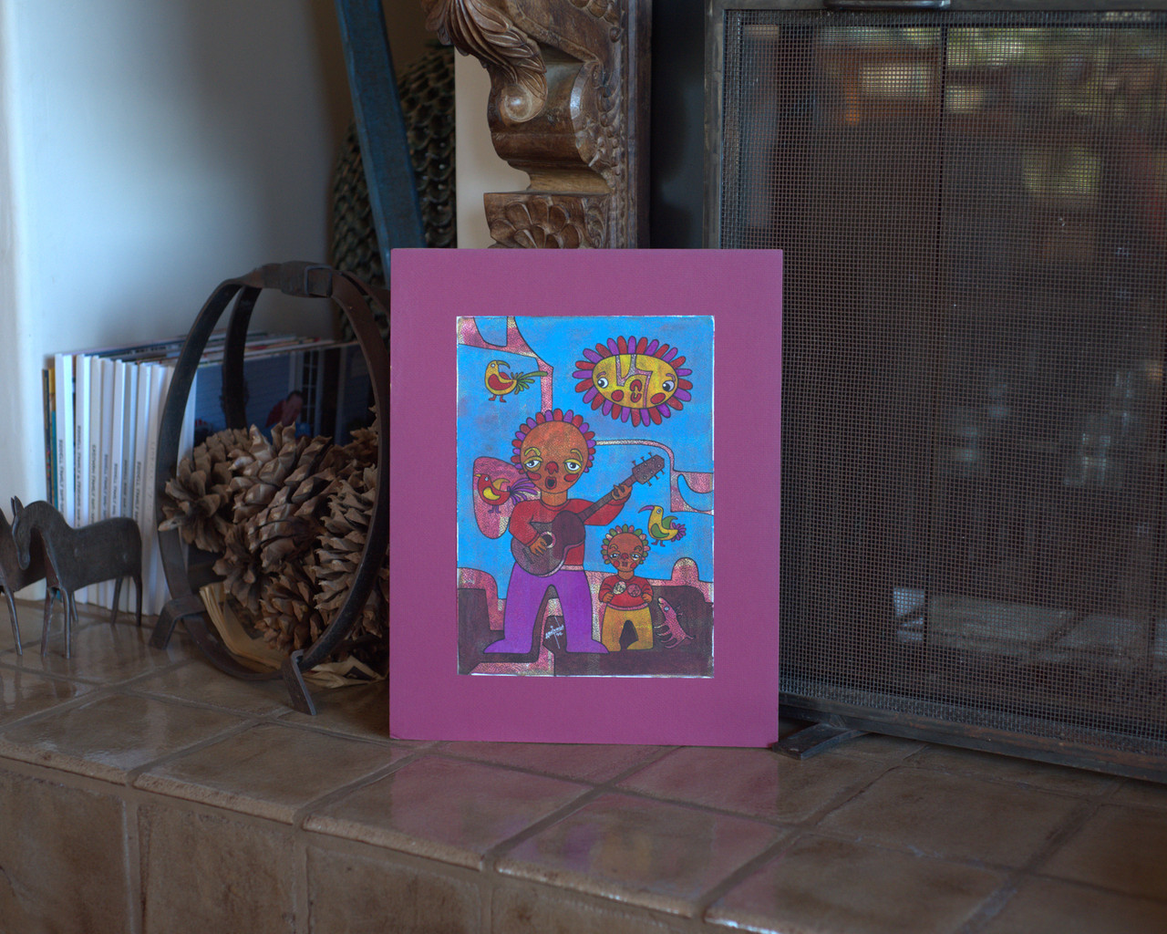 Armando Buitron Rojas, ABuitron, Vintage Ecuadorian Painting, Whimsical Painting, Playful Home Decor, Whimsical Home Decor, Vintage Folk Art, Vintage Ecuador Folk Art, San Antonio de Ibarra Ecuador, Nursery Room Decor, Handpainted, Acrylic Painting