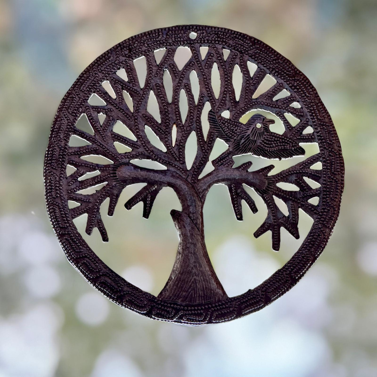 Tree Ornament, Vintage Tree Ornament, Garden Tree Decor, Vintage Garden Art, Garden Sculpture, Tree with Bird Ornament, Tree Sculpture