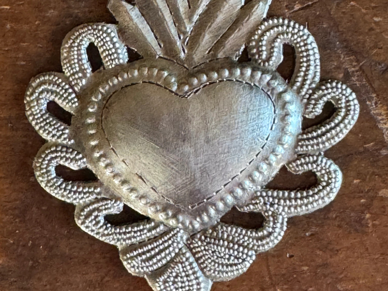 Spiritual Art, Milagro Heart, Sacred Heart, Metal Sacred Heart, Metal Hearts, Metal Guardian Heart, Religious Heart, Religious Milagro Heart