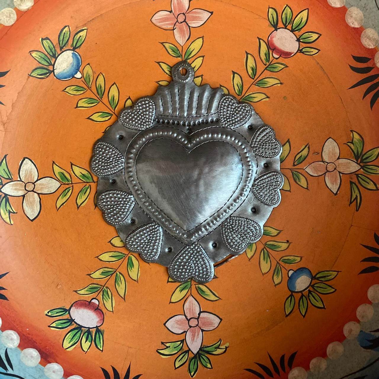 Metal Heart, Milagro Heart, Sacred Heart, Handmade Heart, Religious Heart, Metal Sacred Heart, Handmade Haitian Metal Art, Christmas Heart Ornament, Religious Ornament