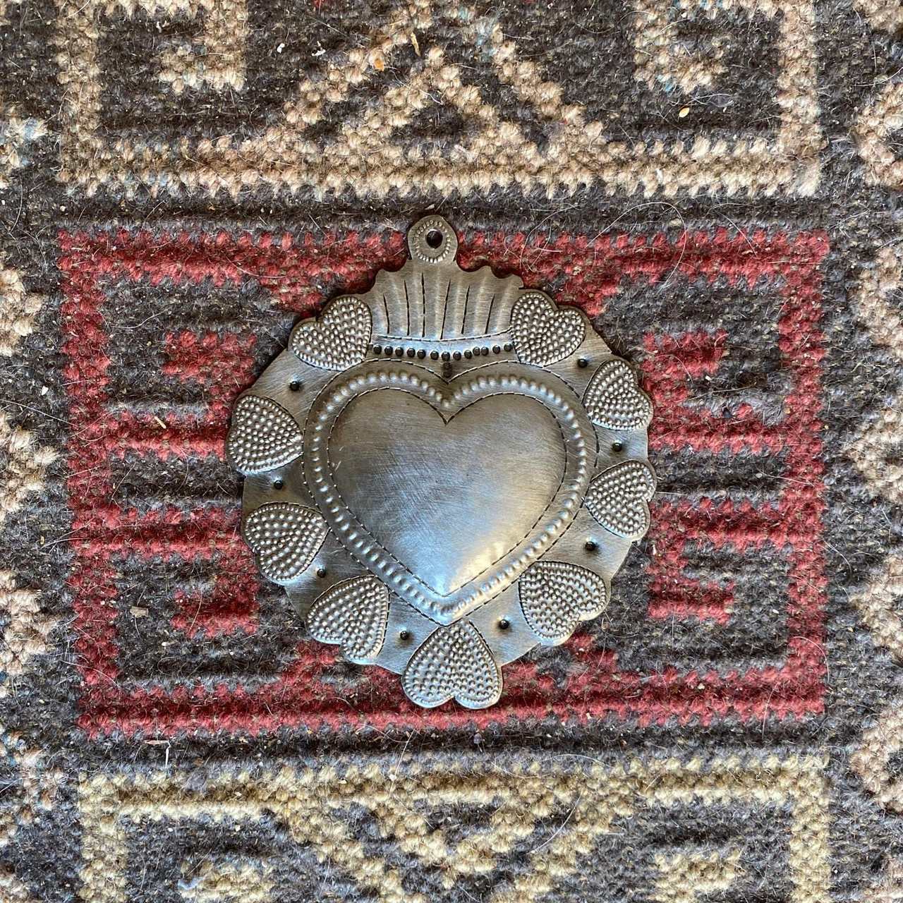 Metal Heart, Milagro Heart, Sacred Heart, Handmade Heart, Religious Heart, Metal Sacred Heart, Handmade Haitian Metal Art, Christmas Heart Ornament, Religious Ornament