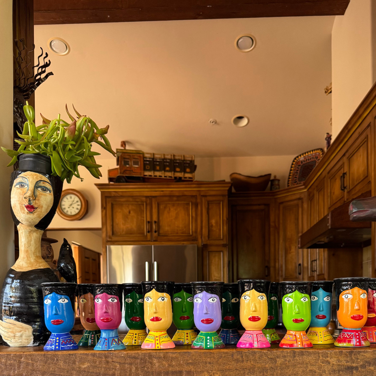 Guatemalan Whimsical Folk Art Colorful Vases