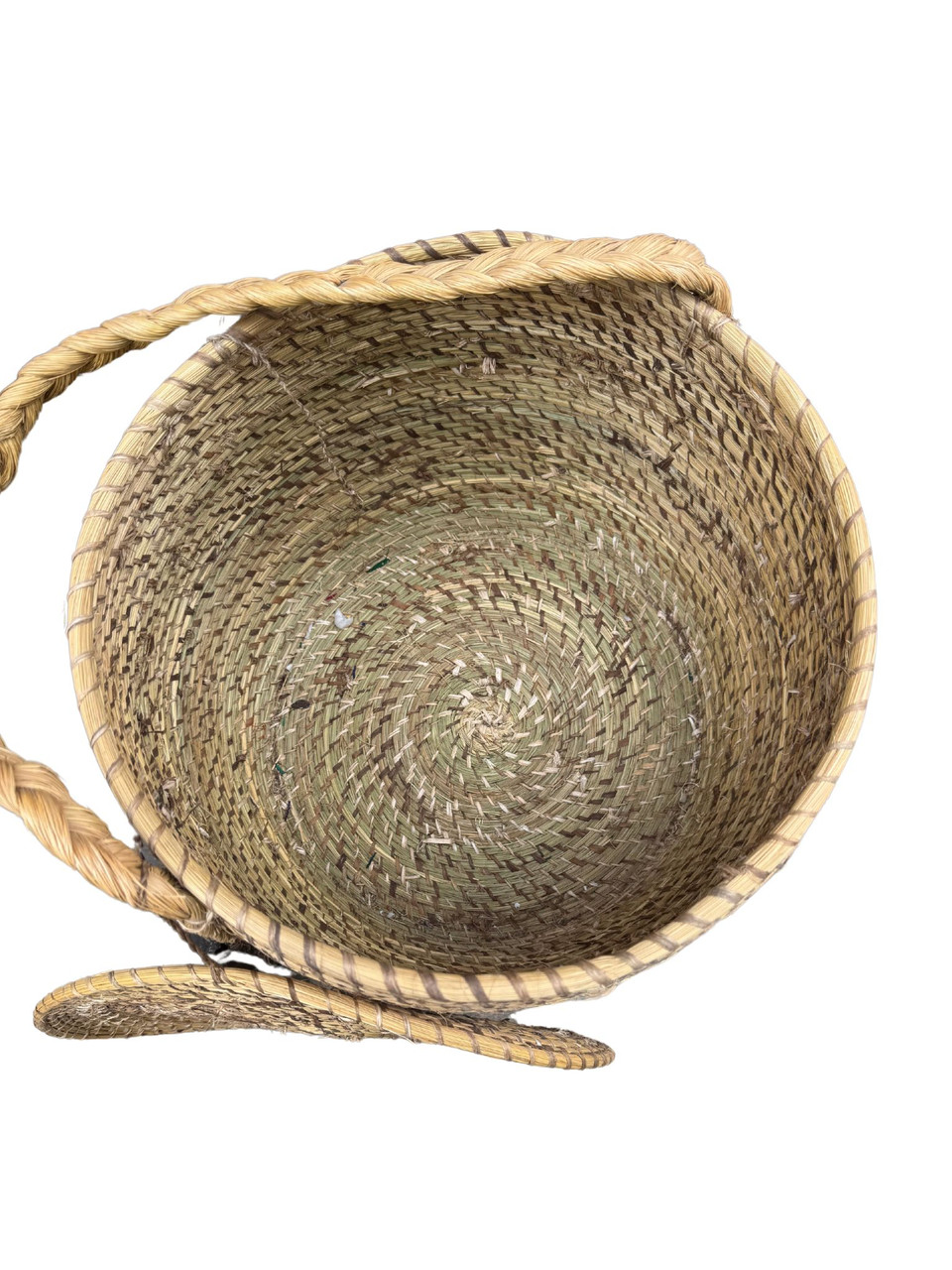 Guatemalan Pine Needle Basket Vintage Storage handwoven