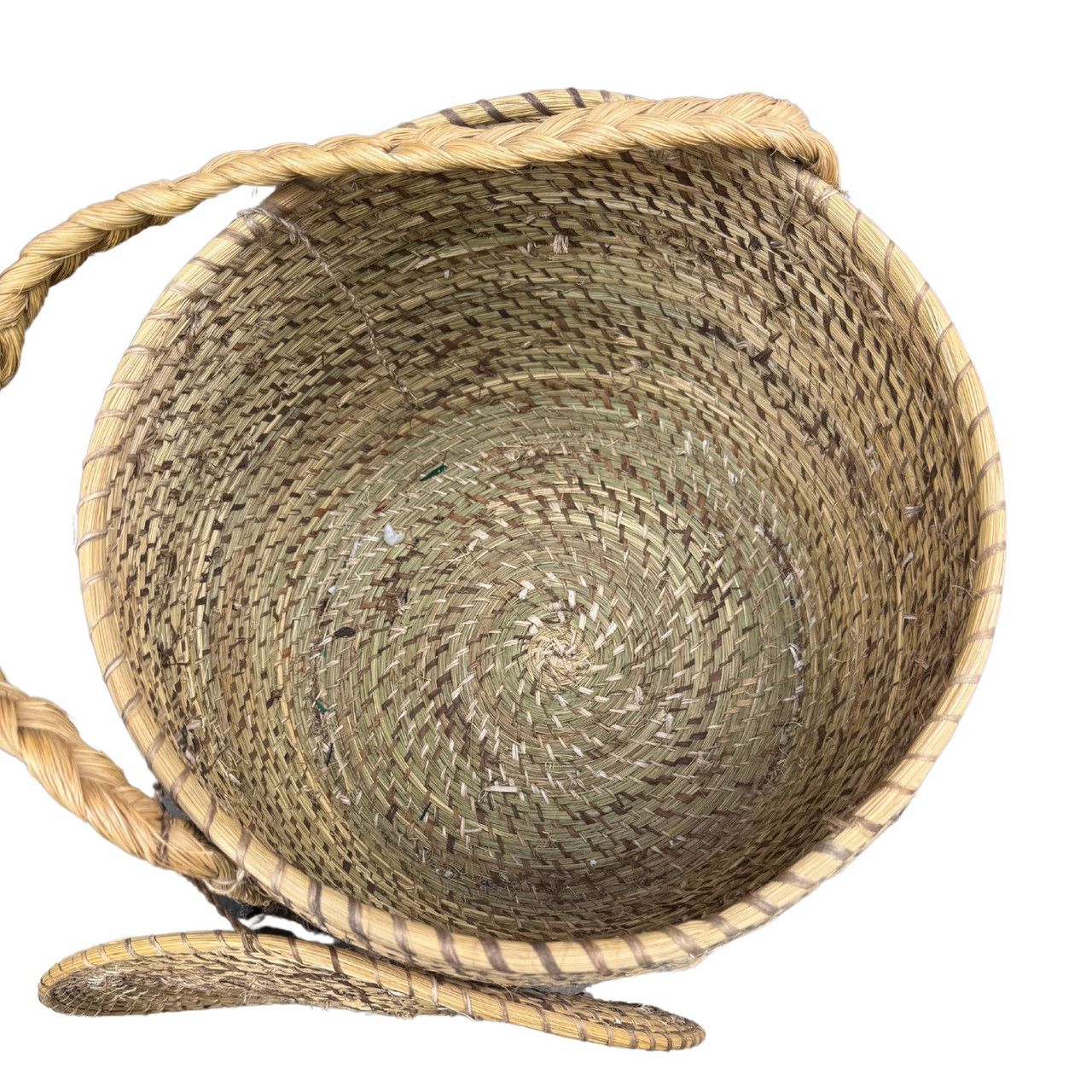 Guatemalan Pine Needle Basket Vintage Storage
