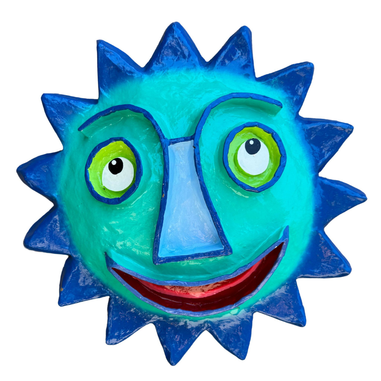 Blue sun face, Brighten up any space in your home with these joyful decorations, adding a splash of color and personality to your walls.