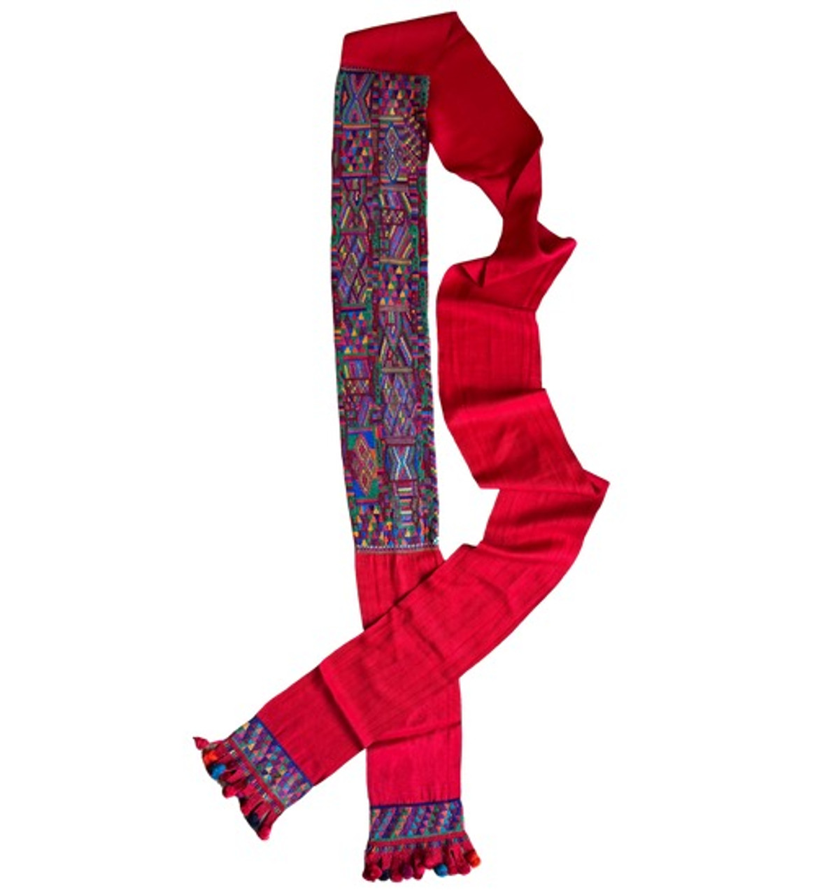 Bright Red Vintage Handwoven Belt or Cinta  from Chajul Guatemala