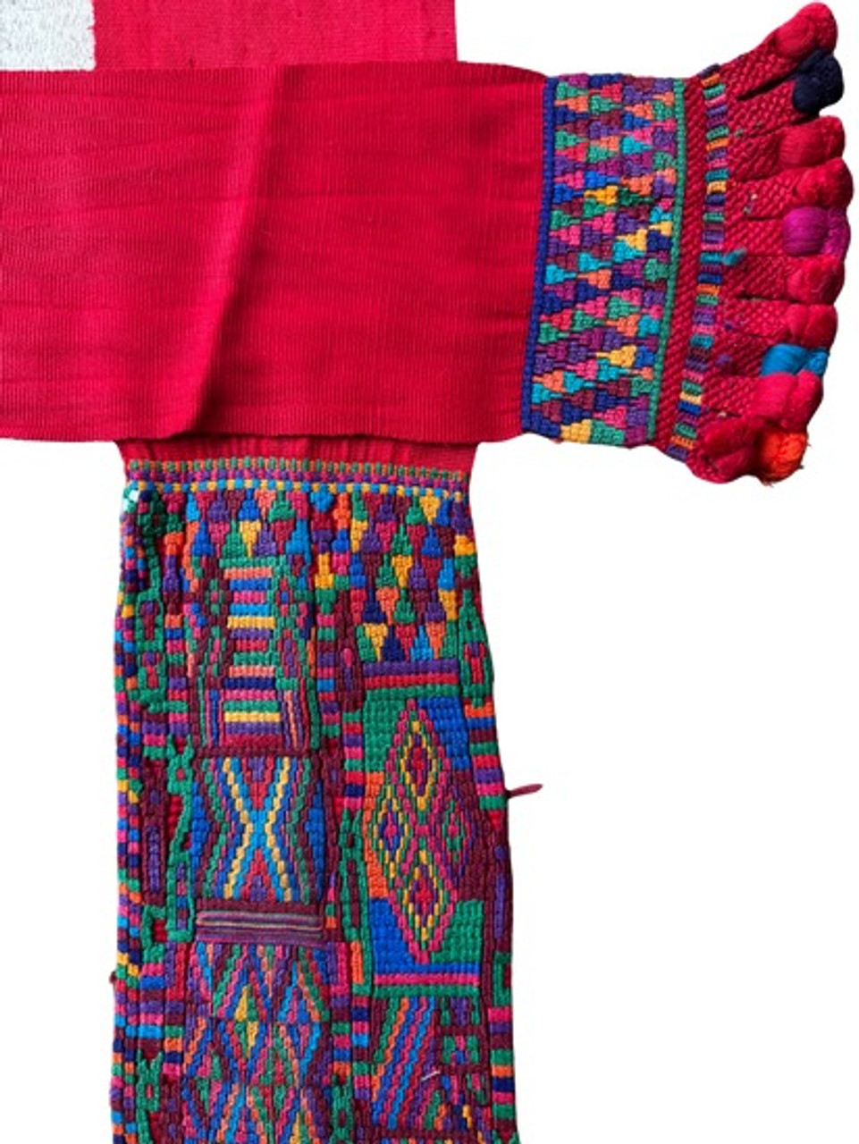 Bright Red Vintage Handwoven Belt or Cinta  from Chajul Guatemala