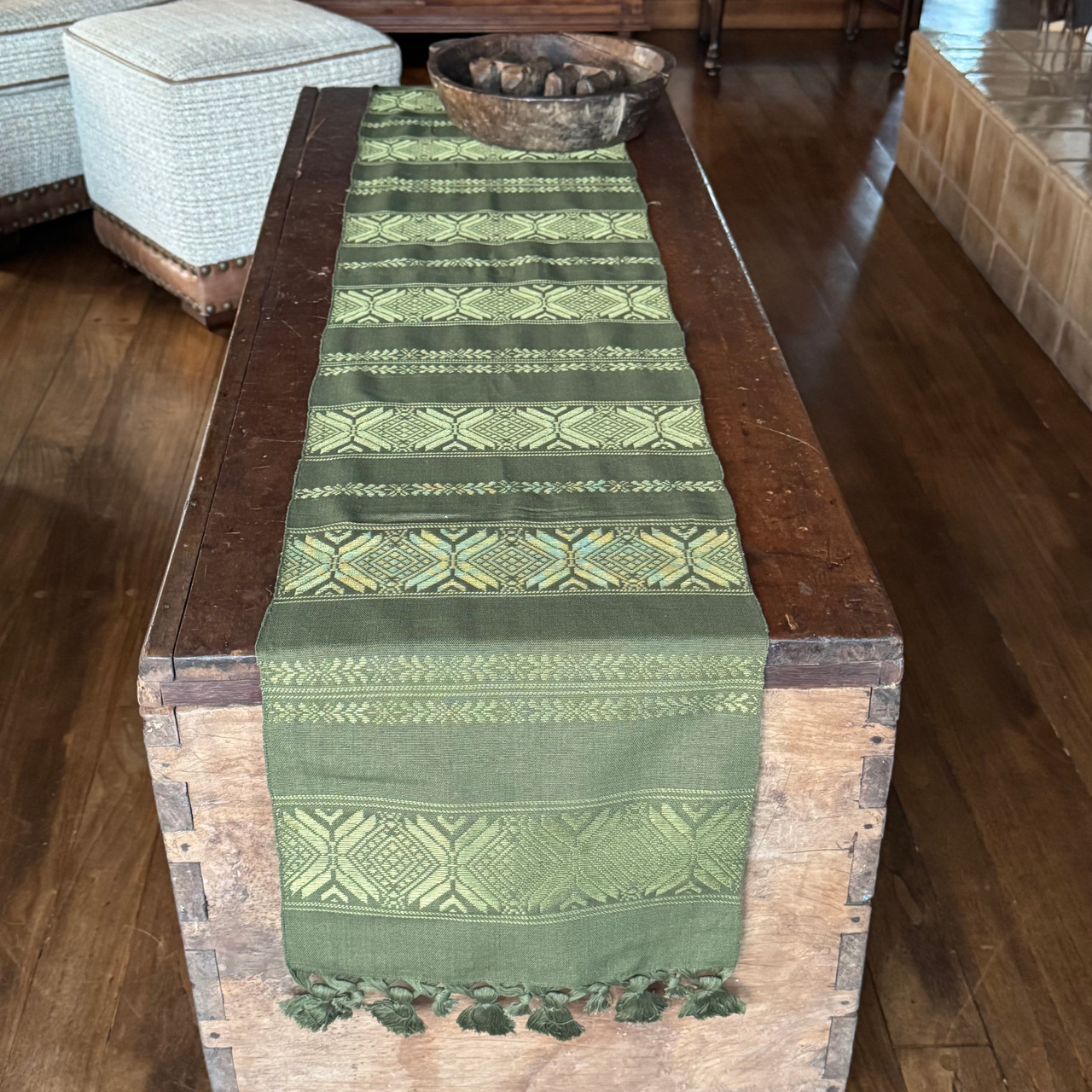 Handmade Fair Trade Table Runner Olive Green