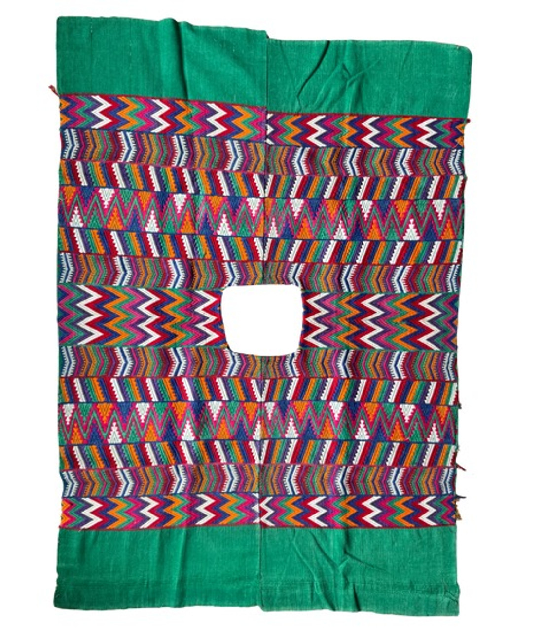 Vintage Handmade Guatemalan, Woven on a Back Strap Loom, Green Base Color  Huipil from Tecpan