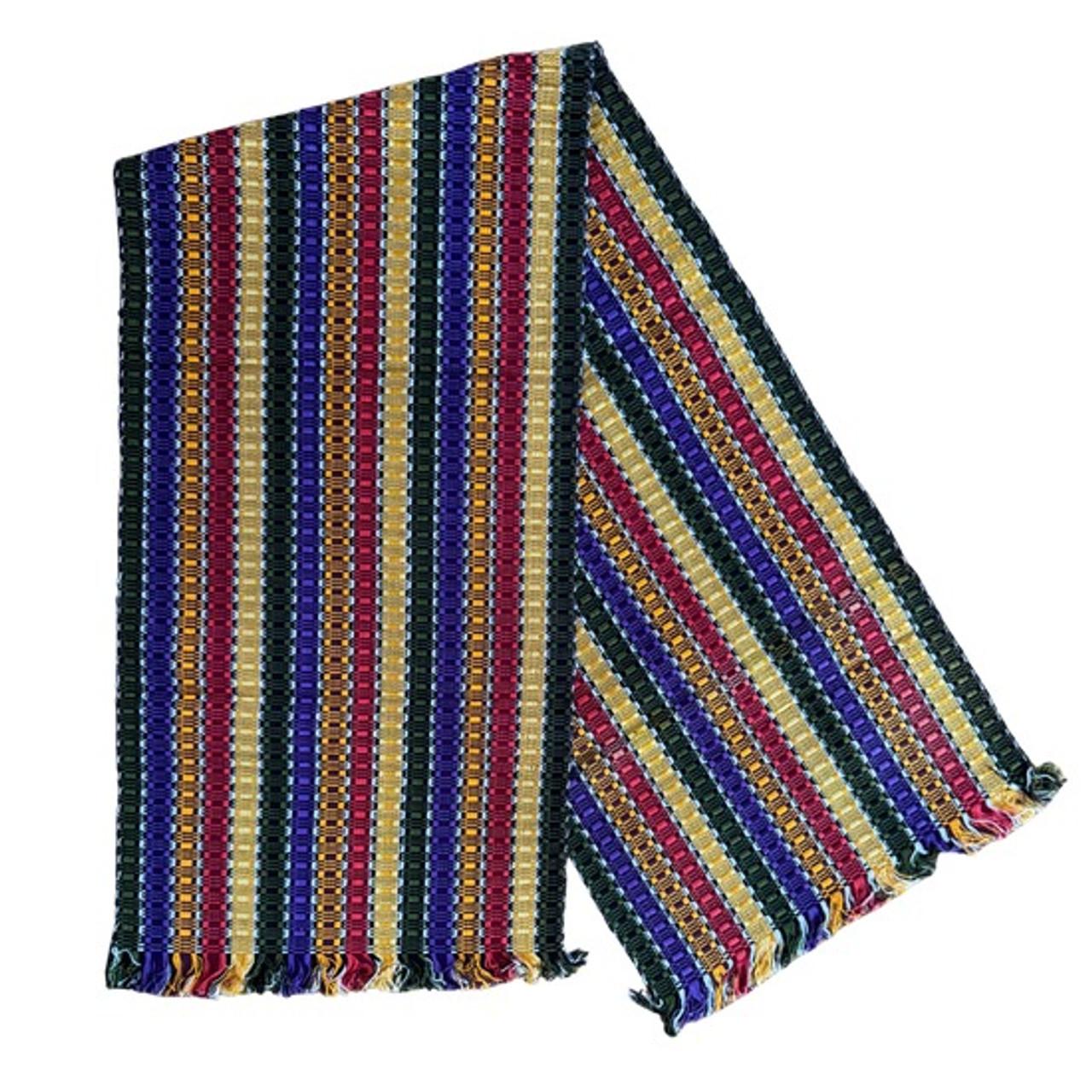 Olive, Purple, Red and Gold Striped Guatemalan Table Runner