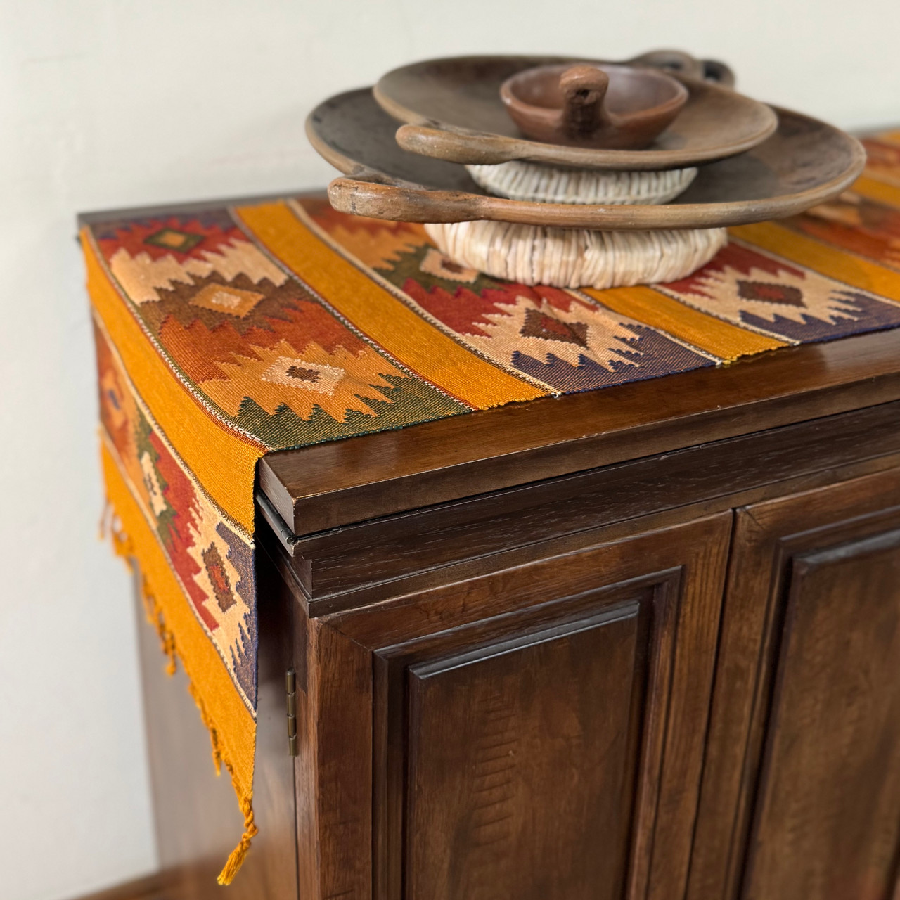 Guatemala Hand Woven Table Runner, Comalapa Style Gold