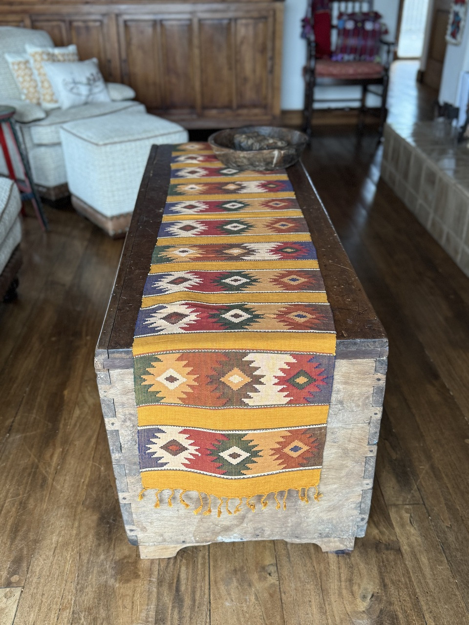 Guatemala Hand Woven Table Runner, Comalapa Style Gold
