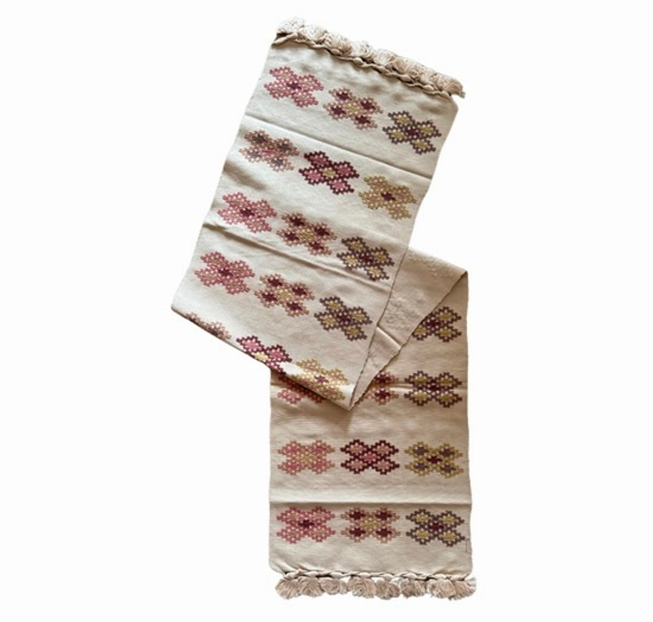 Copy of Copy of Copy of Handmade Fair Trade Table Runner, Earth tone Geometric Designs with Tassel Ends