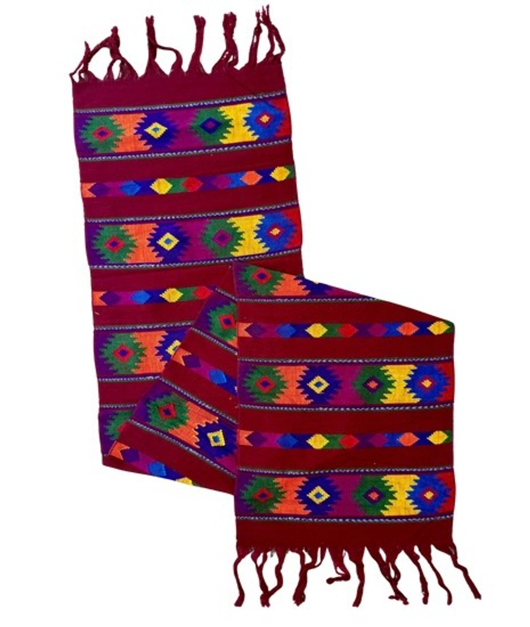 Hand Woven Table Runner, Comalapa Style Red Guatemala