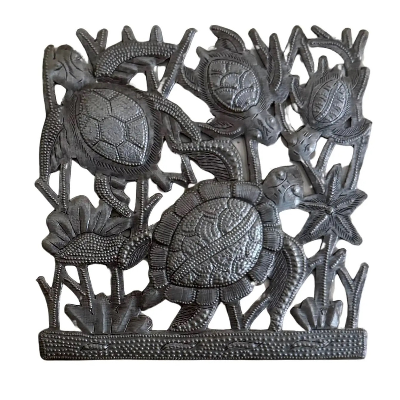 Turtle Family, Wall Hanging Plaque Sea Life Theme, Fair Trade