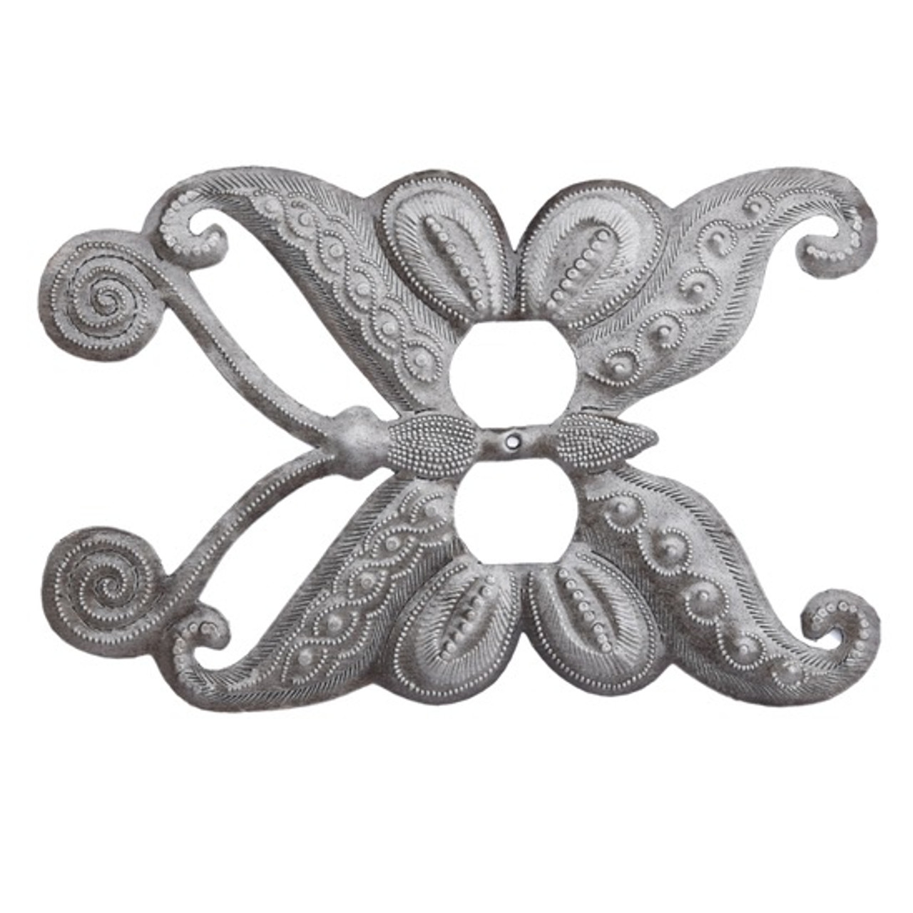 Outlet Plate Cover, Metal Butterfly, Handmade, Recycle Oil Drum
