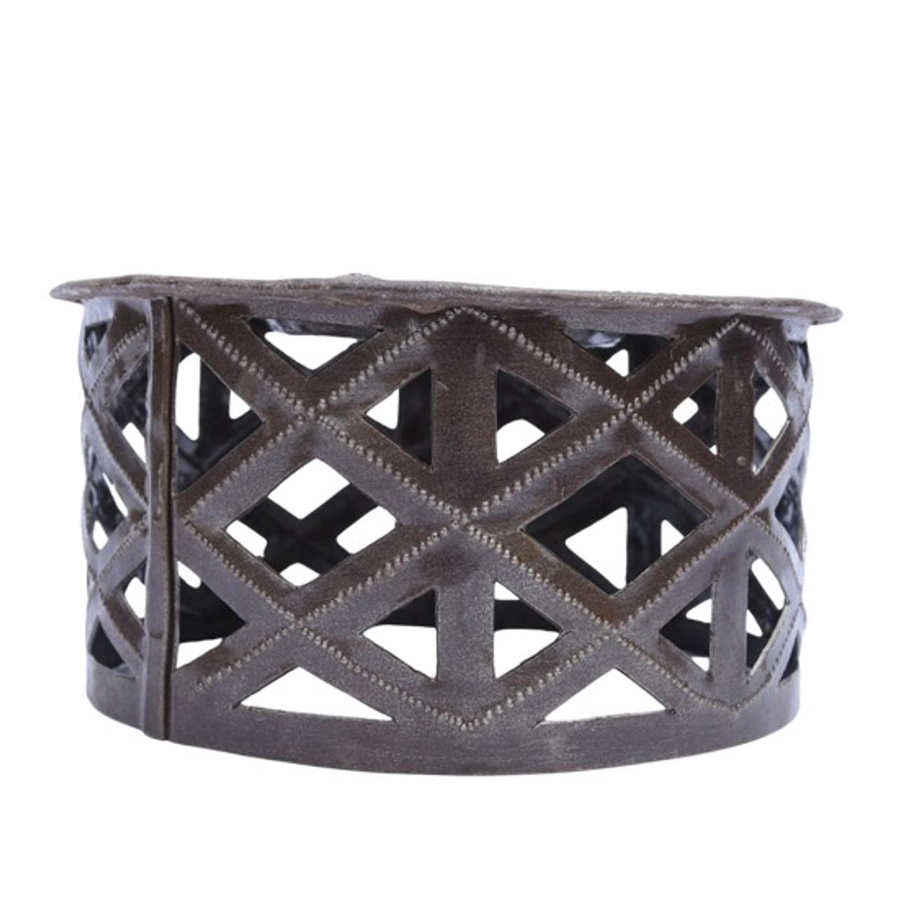 One of a Kind Geometric Hand Pounded Candle Holder, Fair Trade Haiti One of a Kind Geometric Hand Pounded Candle Holder, Fair Trade Haiti