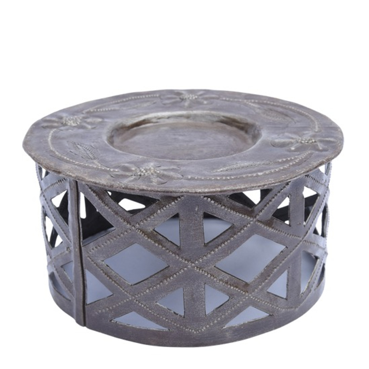 One of a Kind Geometric Hand Pounded Candle Holder, Fair Trade Haiti One of a Kind Geometric Hand Pounded Candle Holder, Fair Trade Haiti