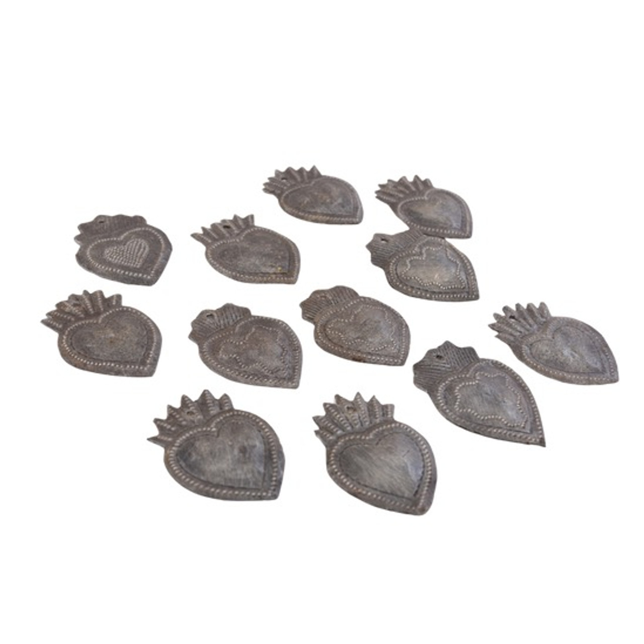 Tiny Heart Charms, Milagro Style,  Fair Trade Metal Art Designs Tiny Heart Charms, Milagro Style,  Fair Trade Metal Art Designs