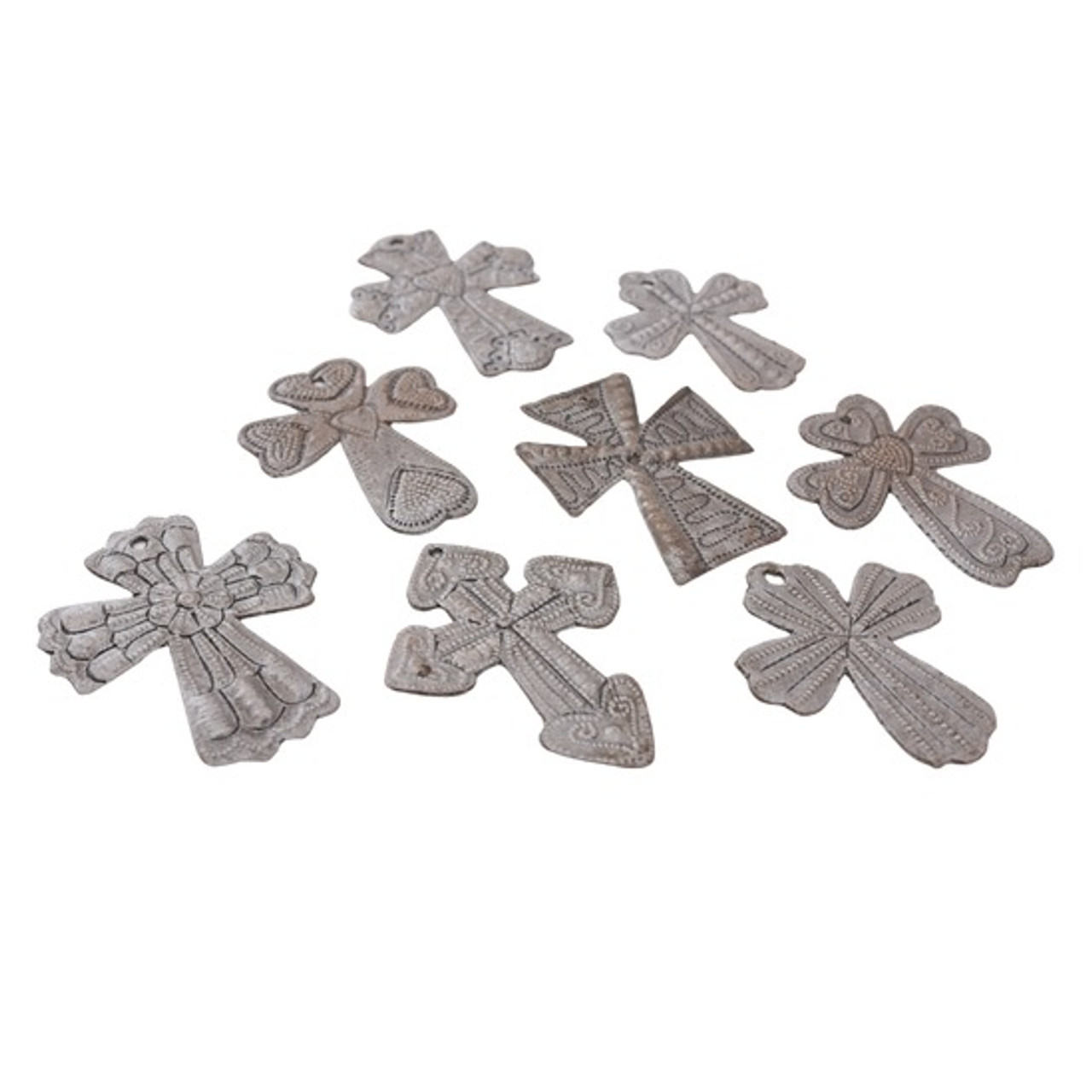 Collection of Small Cross Charms: Handcrafted from Recycled Steel Barrels