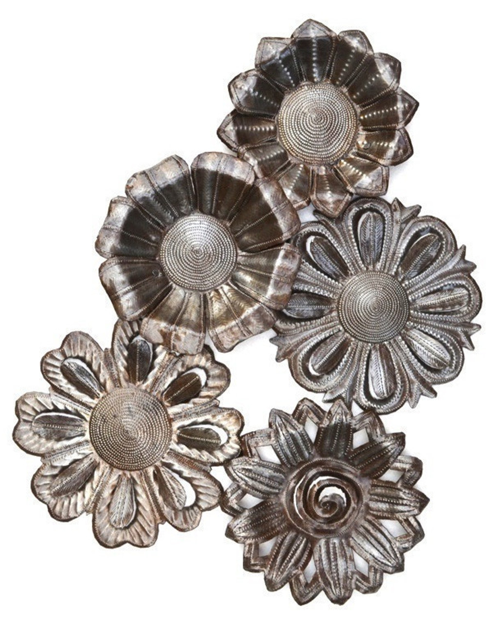 Group of Up-cycled Metal Wall Flower - Haitian Metal Décor