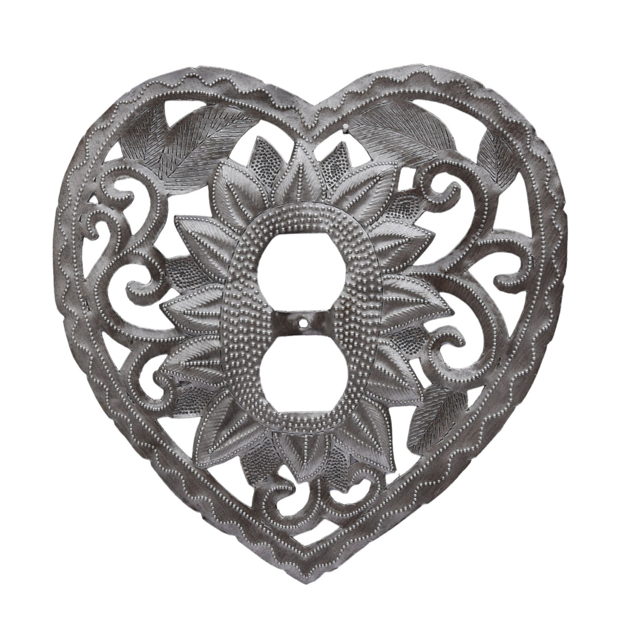 Heart  Outlet Cover, Unique Home Goods, Handcrafted Haitian Metal Art Sculpture