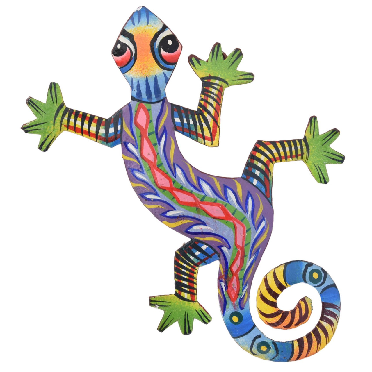 Gecko, Bright Colorful Whimsical Haiti Metal Art Gecko, Bright Colorful Whimsical Haiti Metal Art