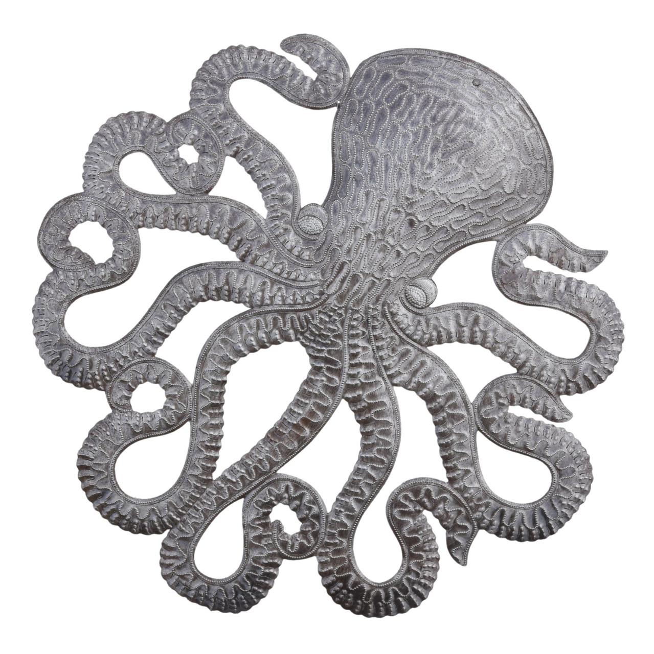 Metal Octopus, Decorative Sea Life Theme Wall Hanging Art, Handmade in Hait