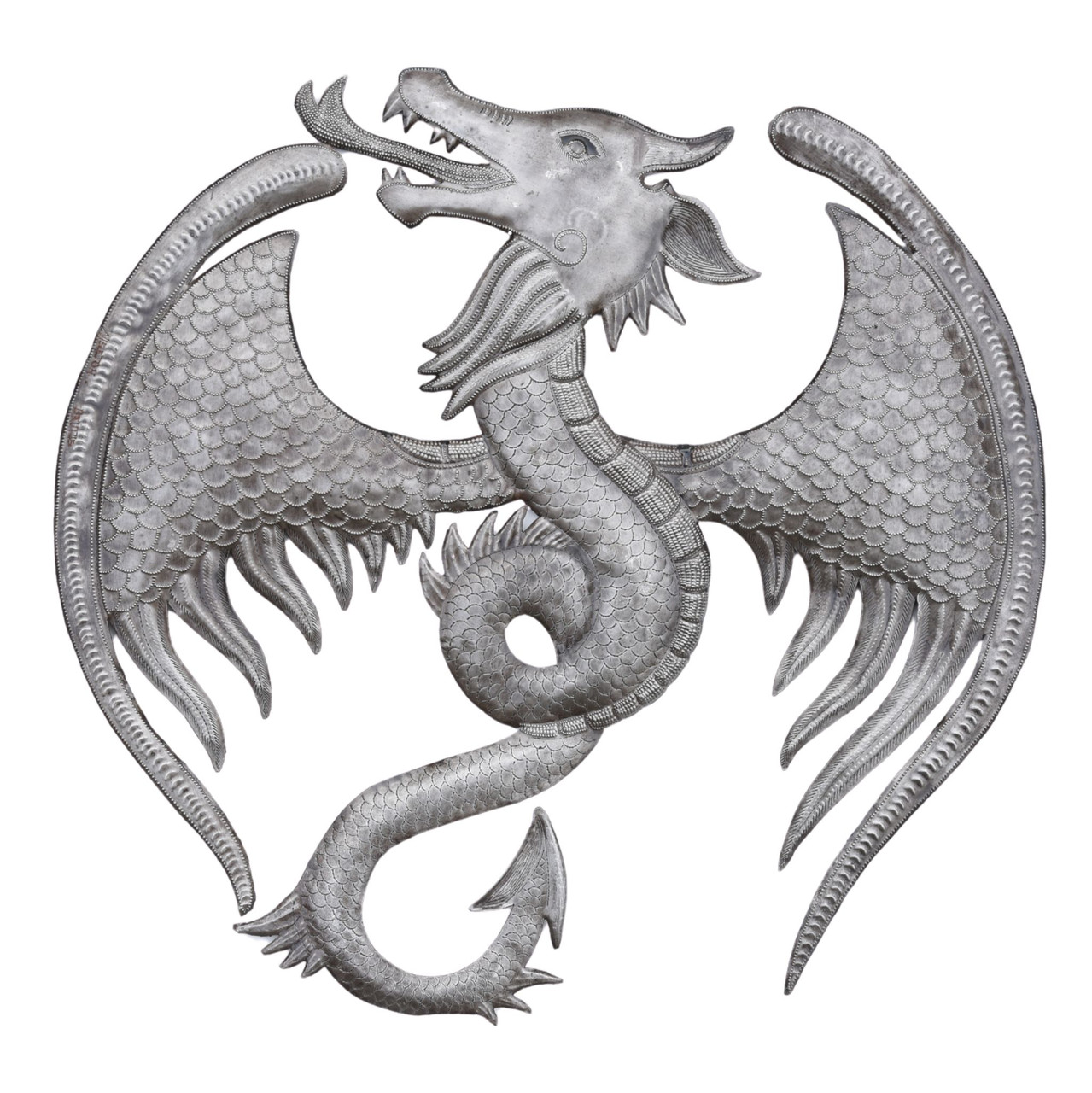 laming Dragon, Quality Haitian Metal Sculpture, One of a Kind laming Dragon, Quality Haitian Metal Sculpture, One of a Kind