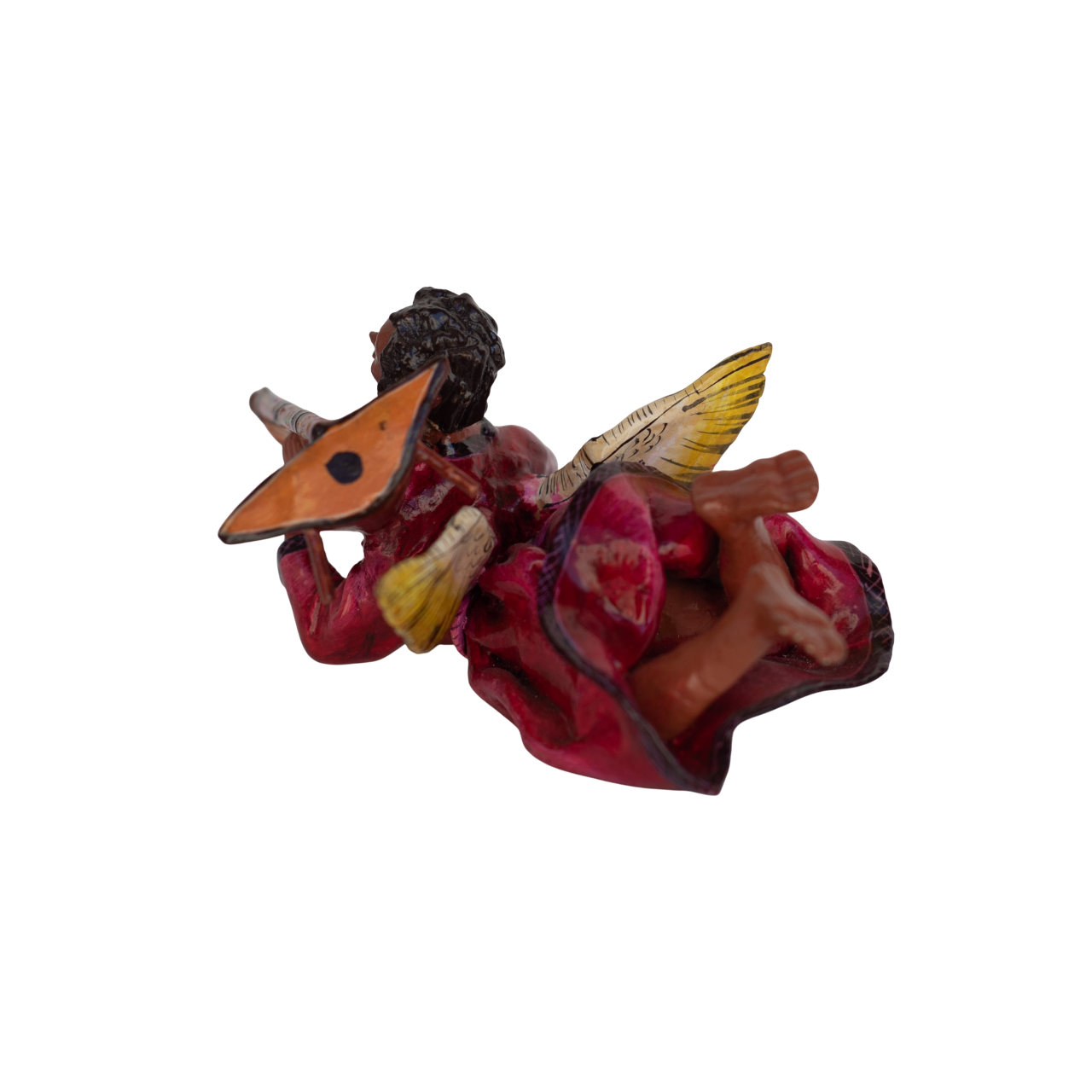 Handmade Retablo Ornaments, Ornament, Vintage Ornament, Peruvian Folk Art, Claudio Jimenez Quispe, Angel Ornament, Plaster Ornament, Colorful Ornament, Angel with Harp, Harp Angel Ornament