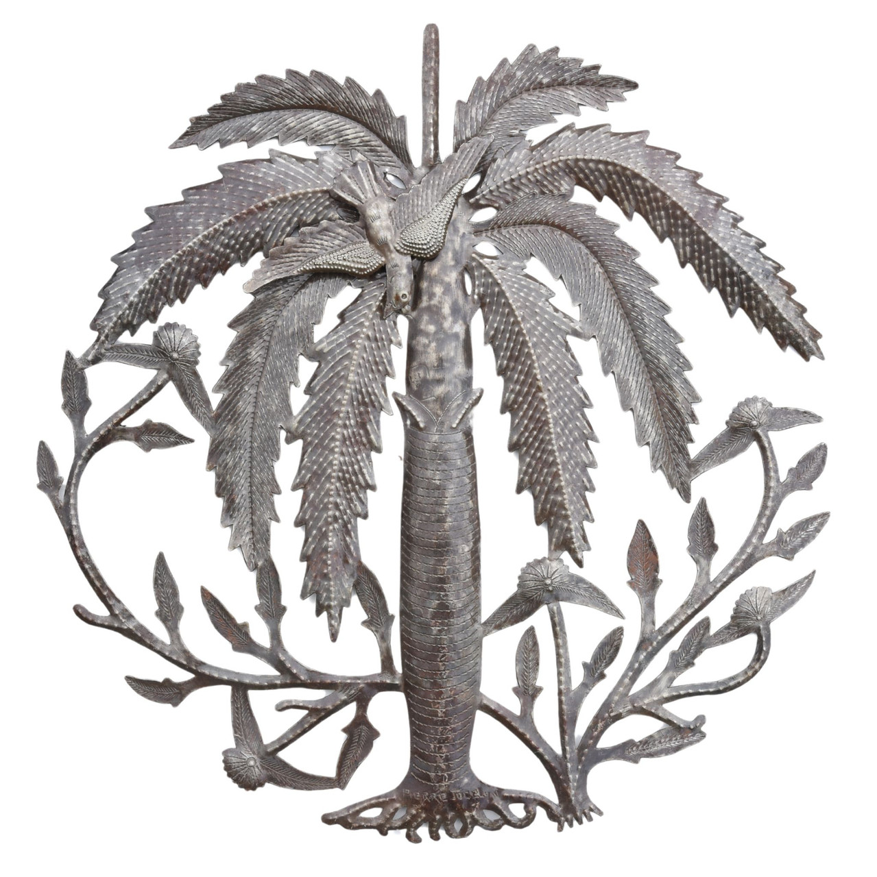 Palm with Bird Flying , Haitian Metal Art Palm with Bird Flying , Haitian Metal Art
