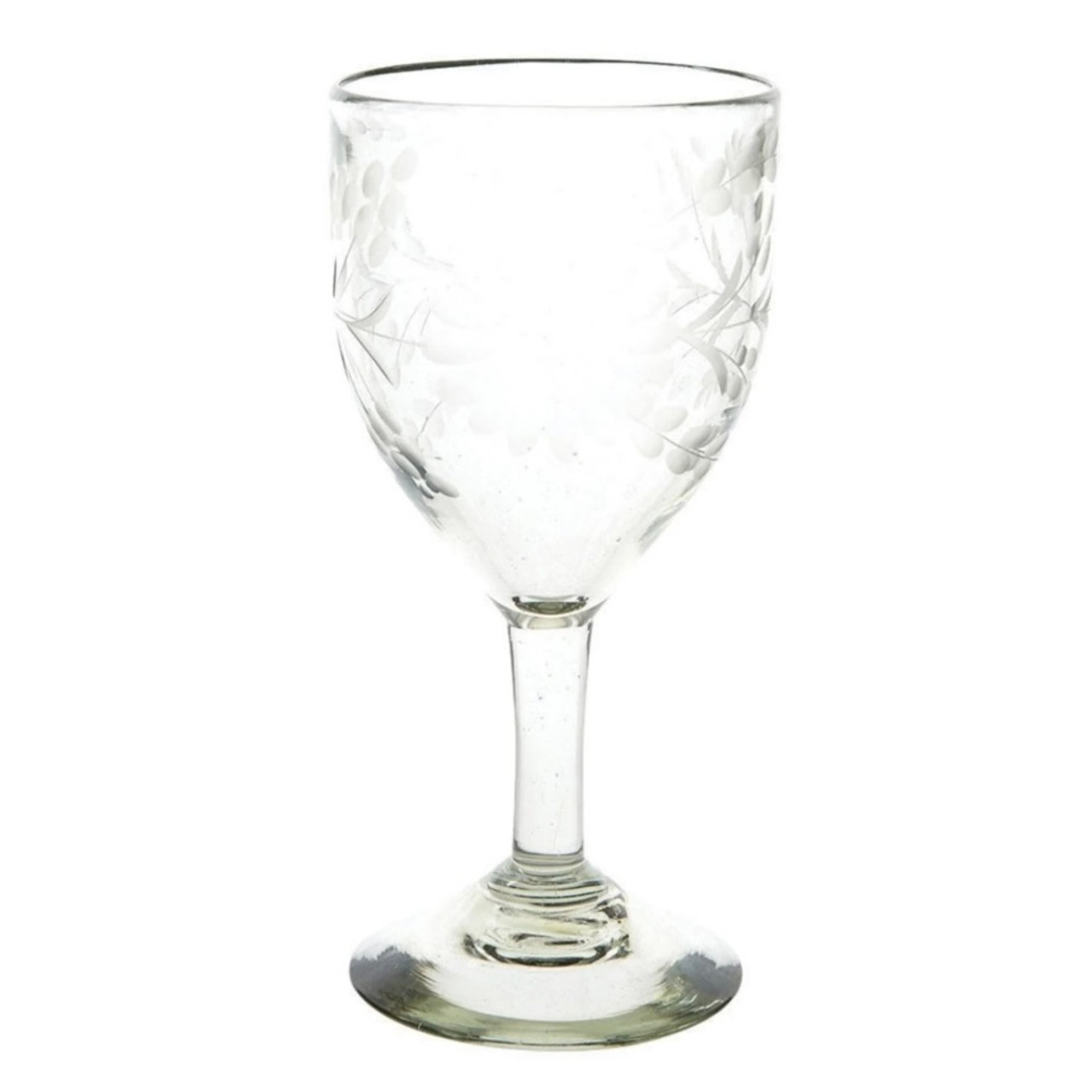 Handblown Etched Mexican Wine or Water Glasses Handblown Etched Mexican Wine or Water Glasses