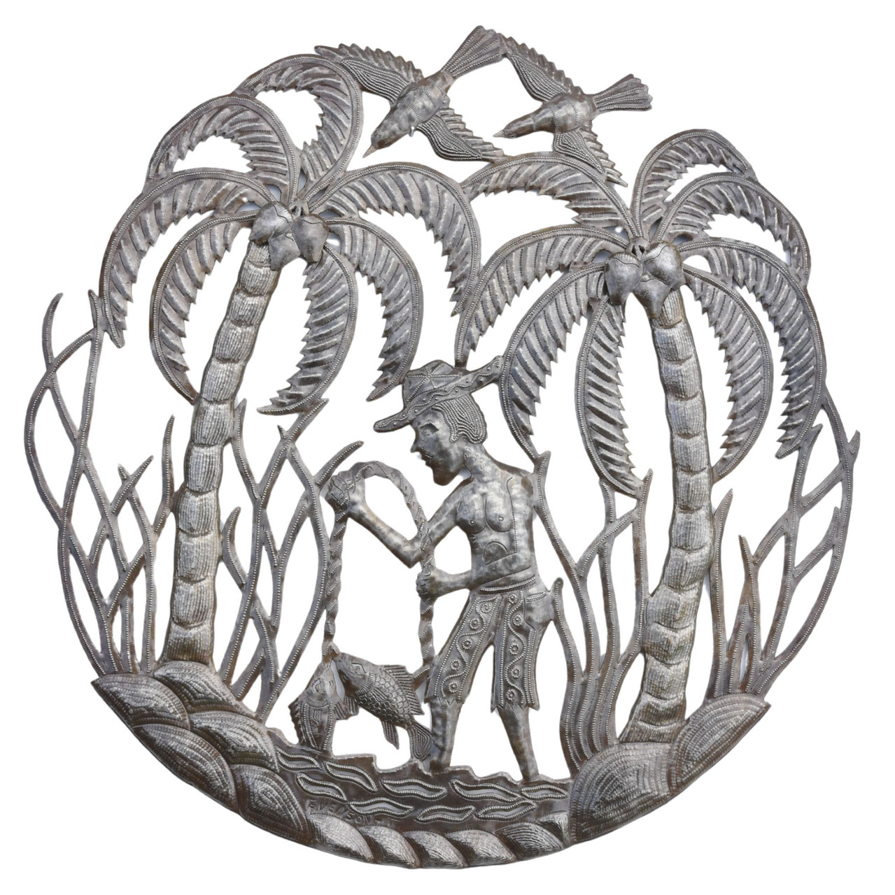 Caribbean Palms, Beach Theme, Handmade Haitian Metal Art Caribbean Palms, Beach Theme, Handmade Haitian Metal Art