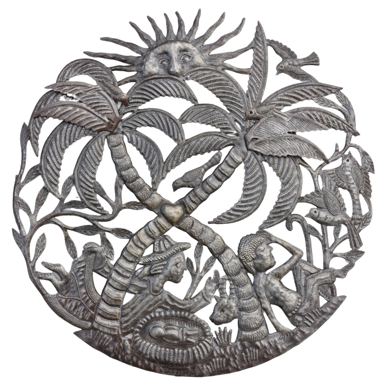 Haitian Nativity under the Palms, Haitian Metal Art Haitian Nativity under the Palms, Haitian Metal Art