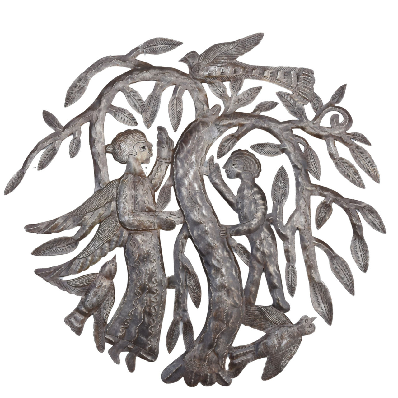 Primitive Adam and Eve Haitian Metal Art Primitive Adam and Eve Haitian Metal Art