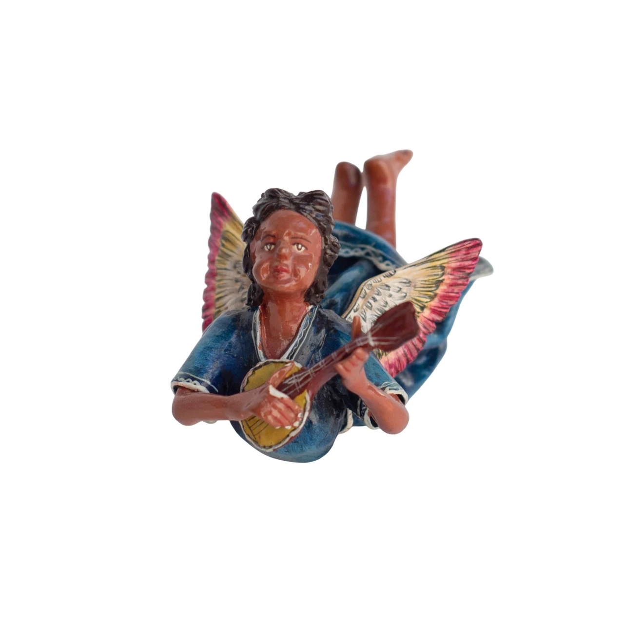 Handmade Retablo Ornaments, Ornament, Vintage Ornament, Peruvian Folk Art, Claudio Jimenez Quispe, Angel Ornament, Plaster Ornament, Colorful Ornament, Angel with Banjo, Banjo Angel Ornament, Musical Ornament, Musical Choir, Angelic Choir