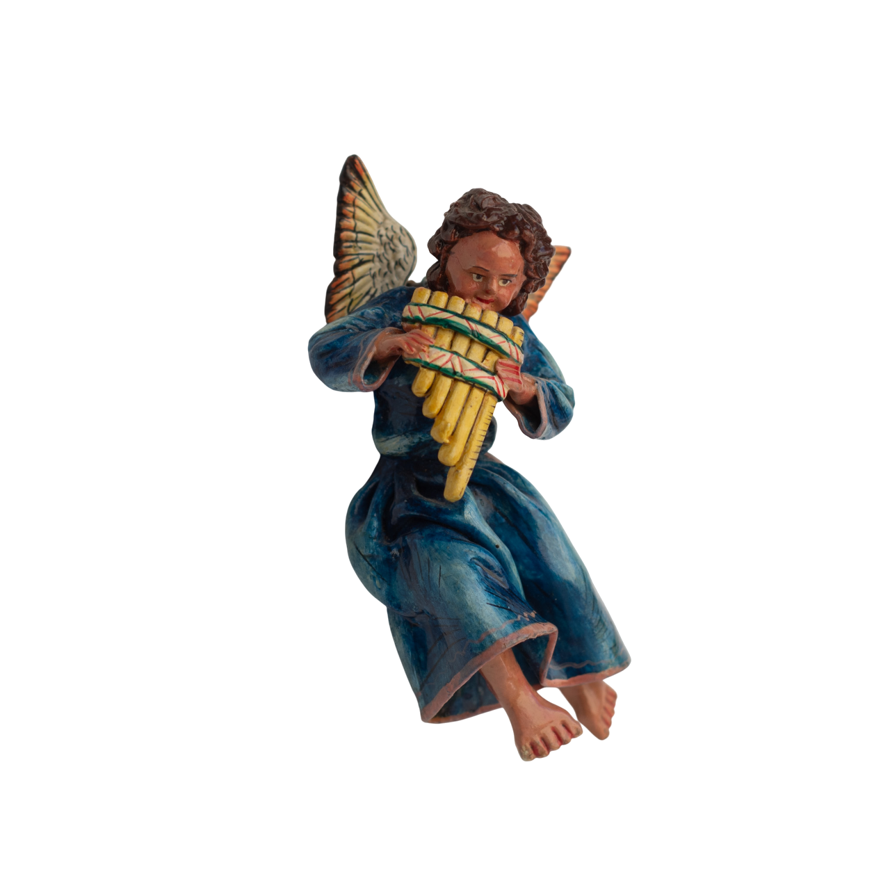 Handmade Retablo Ornaments, Ornament, Vintage Ornament, Peruvian Folk Art, Claudio Jimenez Quispe, Angel Ornament, Plaster Ornament, Colorful Ornament, Angel with Pan Pipe, Pan Pipe Angel Ornament, Musical Ornament, Musical Choir, Angelic Choir
